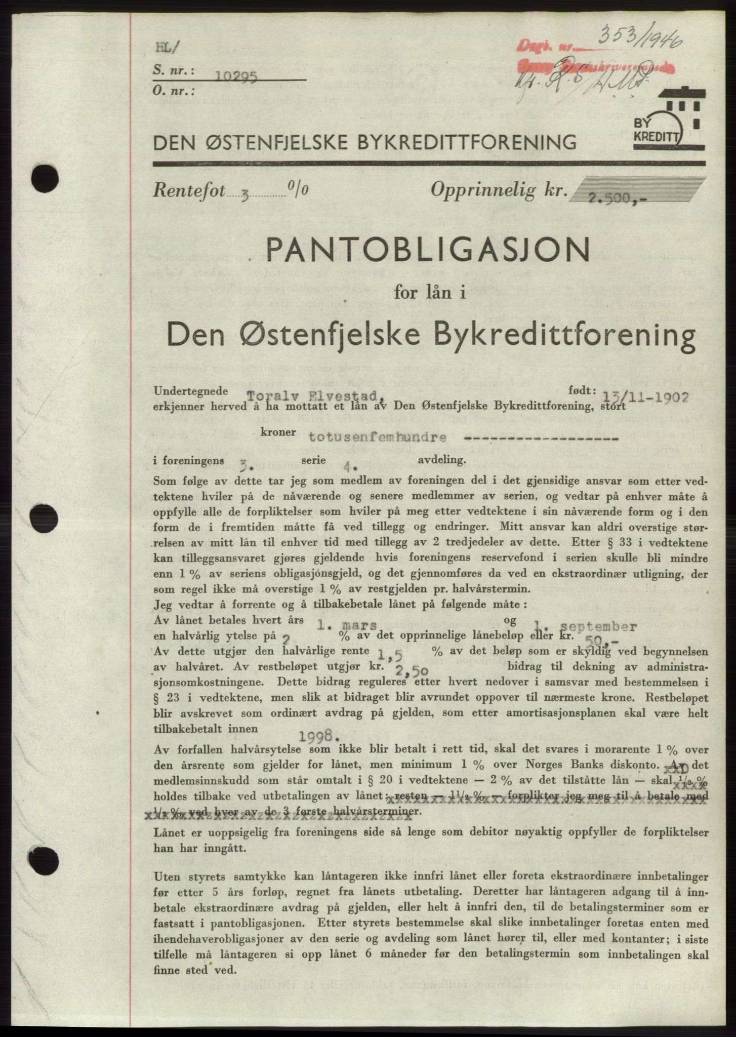 Onsøy sorenskriveri, SAO/A-10474/G/Ga/Gac/L0004: Pantebok nr. B4, 1944-1946, Dagboknr: 353/1946