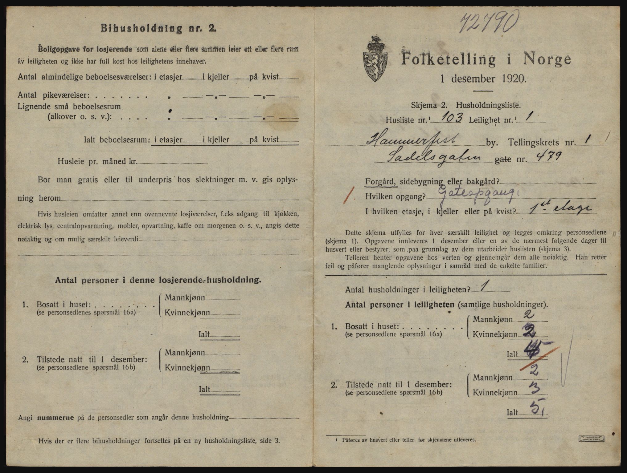 SATØ, Folketelling 1920 for 2001 Hammerfest kjøpstad, 1920, s. 1350