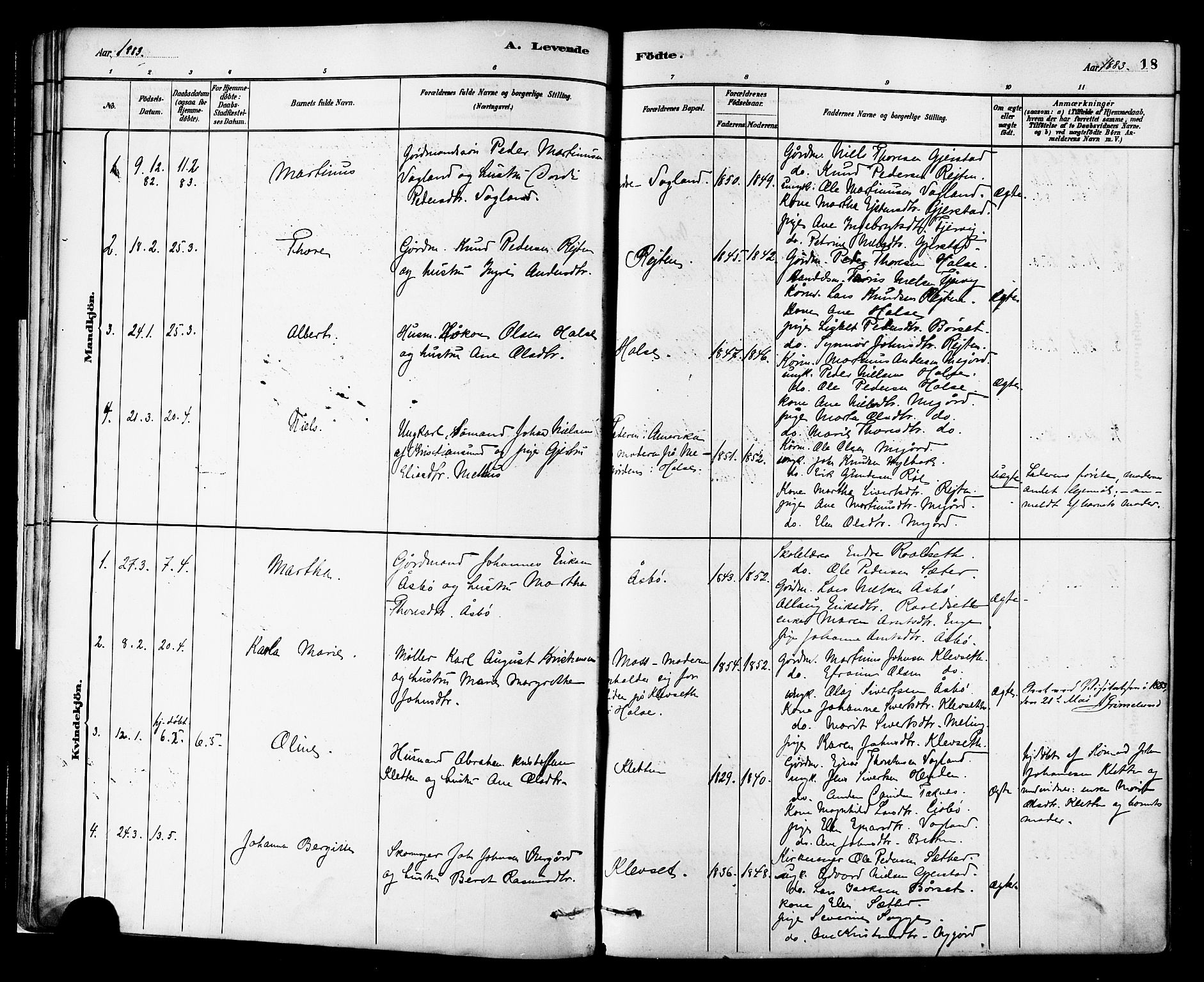 Ministerialprotokoller, klokkerbøker og fødselsregistre - Møre og Romsdal, AV/SAT-A-1454/576/L0885: Ministerialbok nr. 576A03, 1880-1898, s. 18