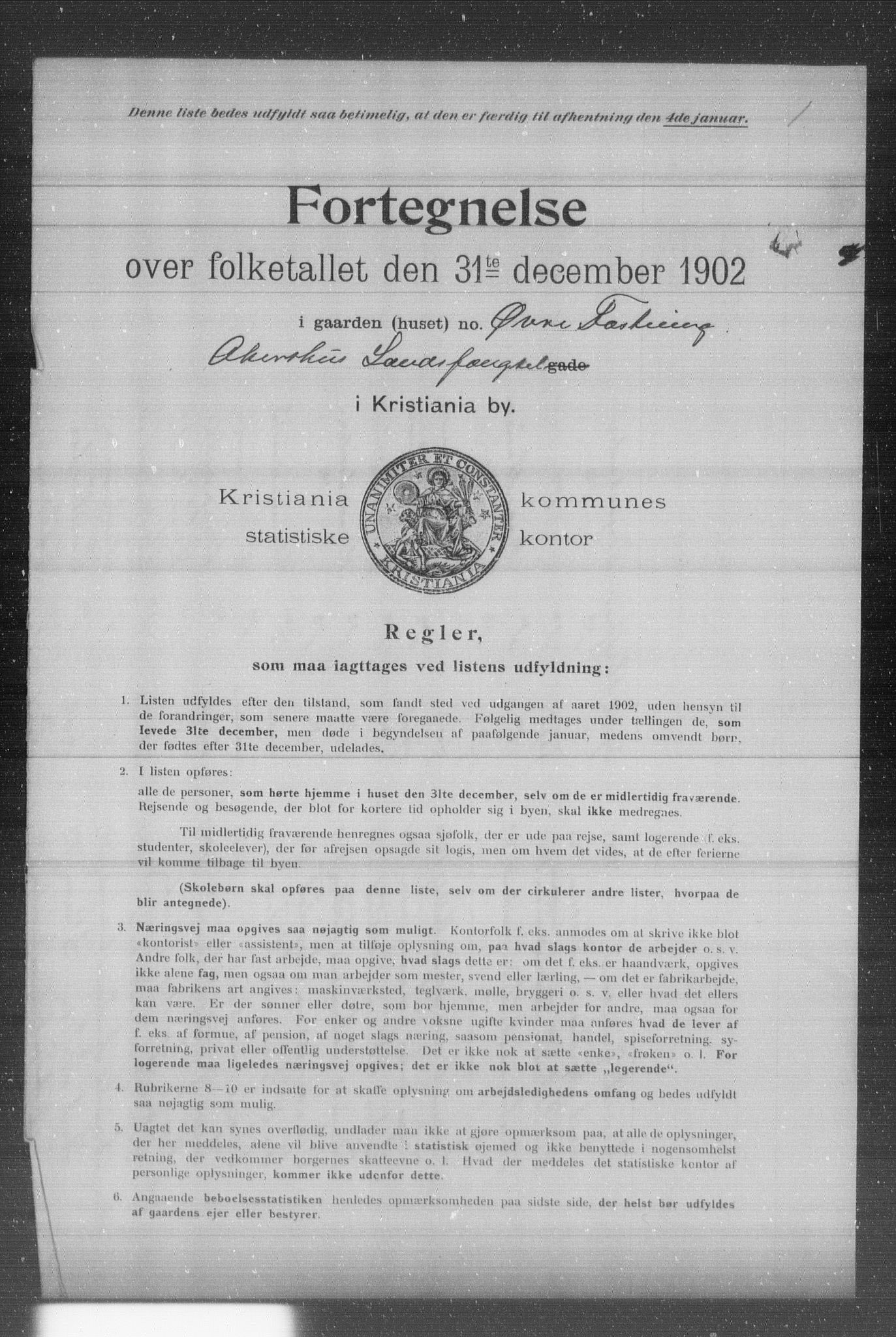 OBA, Kommunal folketelling 31.12.1902 for Kristiania kjøpstad, 1902, s. 9