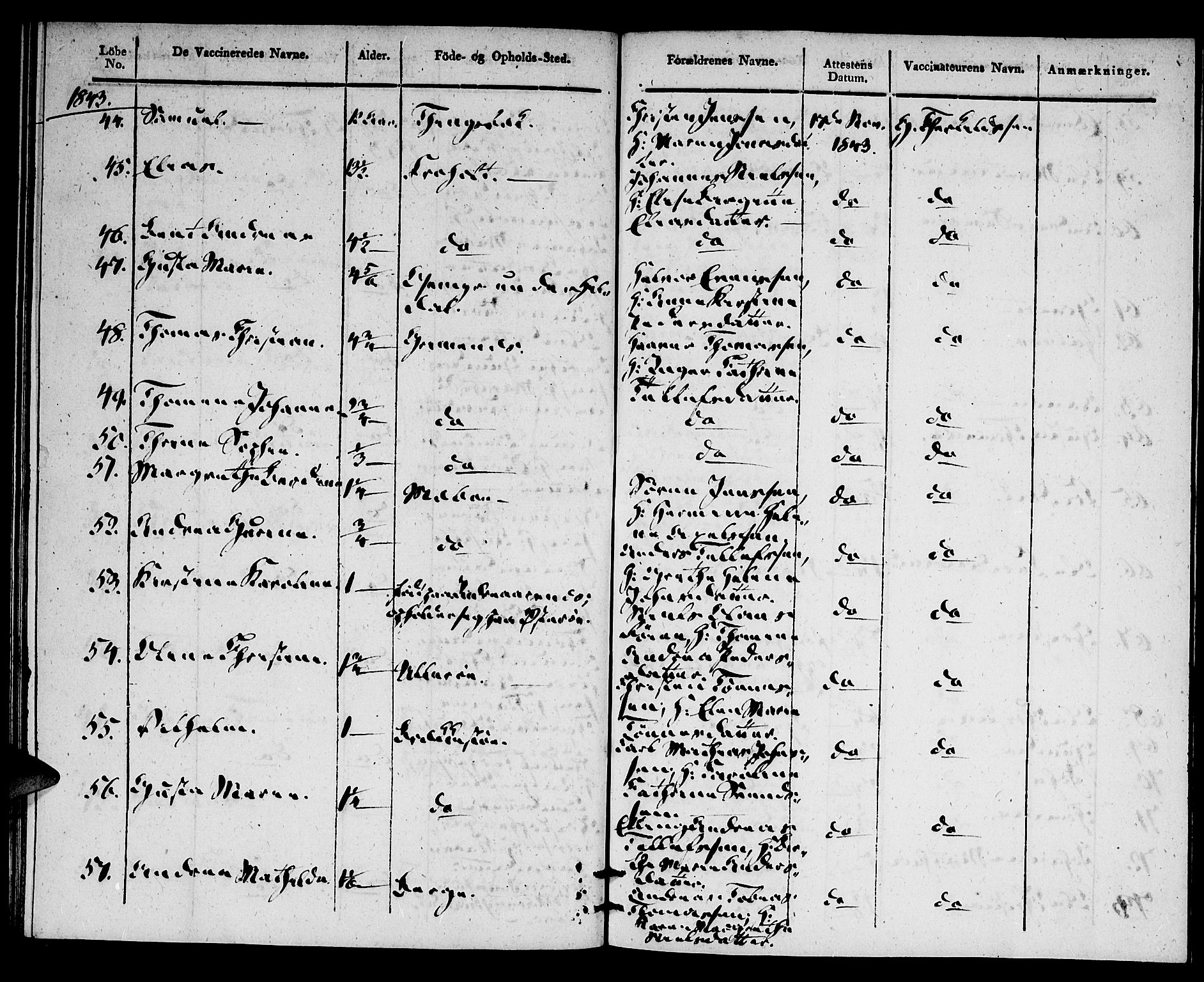 Vestre Moland sokneprestkontor, AV/SAK-1111-0046/F/Ff/L0002/0003: Vaksinasjonsprotokoll nr. A VI 3, 1830-1844