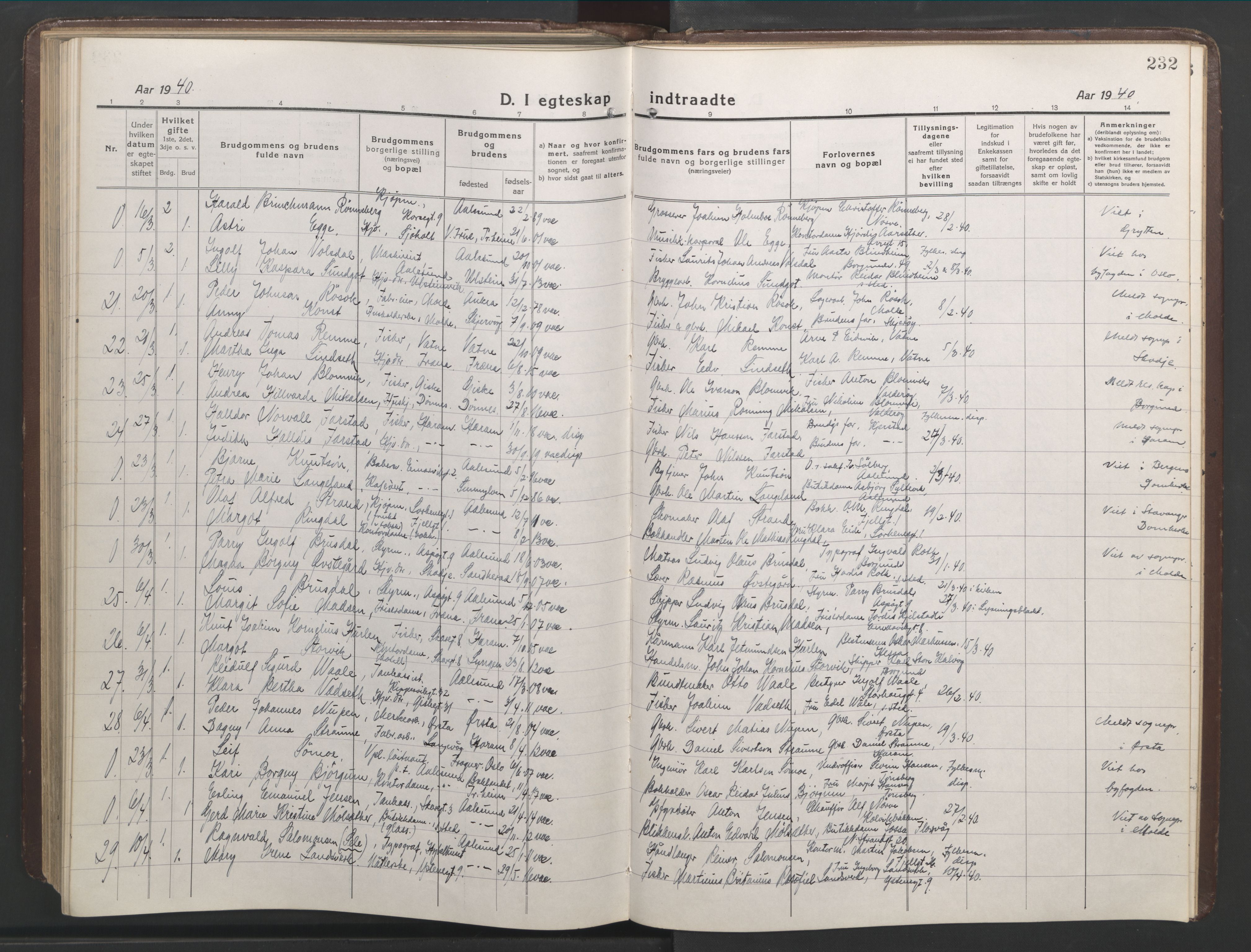 Ministerialprotokoller, klokkerbøker og fødselsregistre - Møre og Romsdal, AV/SAT-A-1454/529/L0473: Klokkerbok nr. 529C10, 1918-1941, s. 232