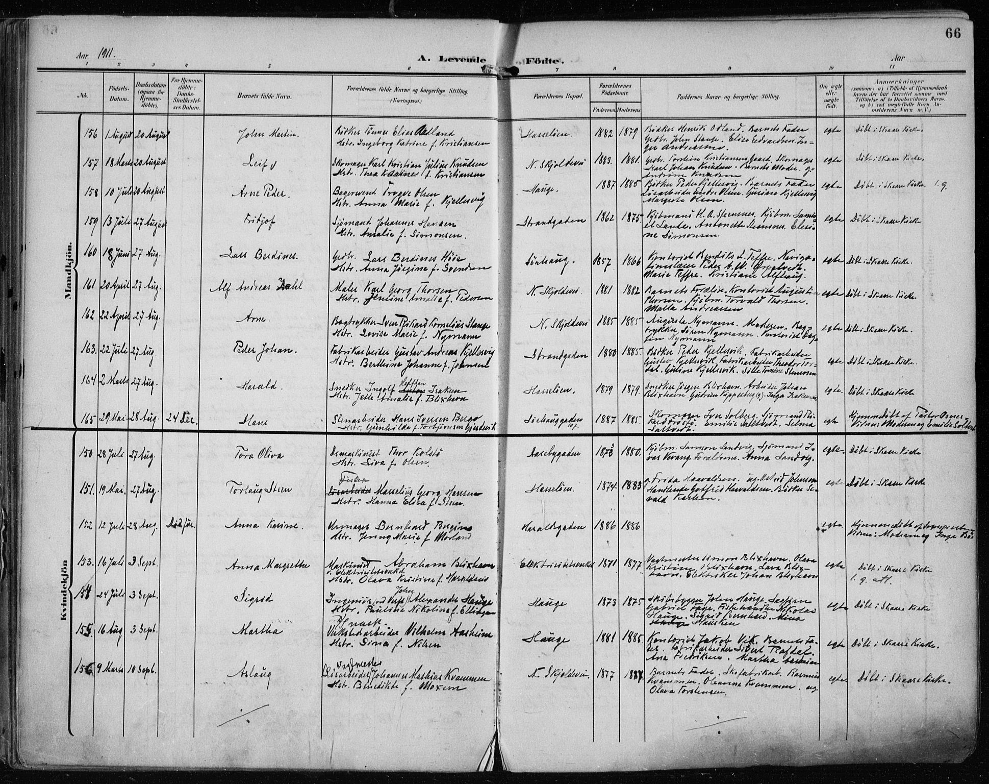 Haugesund sokneprestkontor, AV/SAST-A -101863/H/Ha/Haa/L0008: Ministerialbok nr. A 8, 1908-1921, s. 66