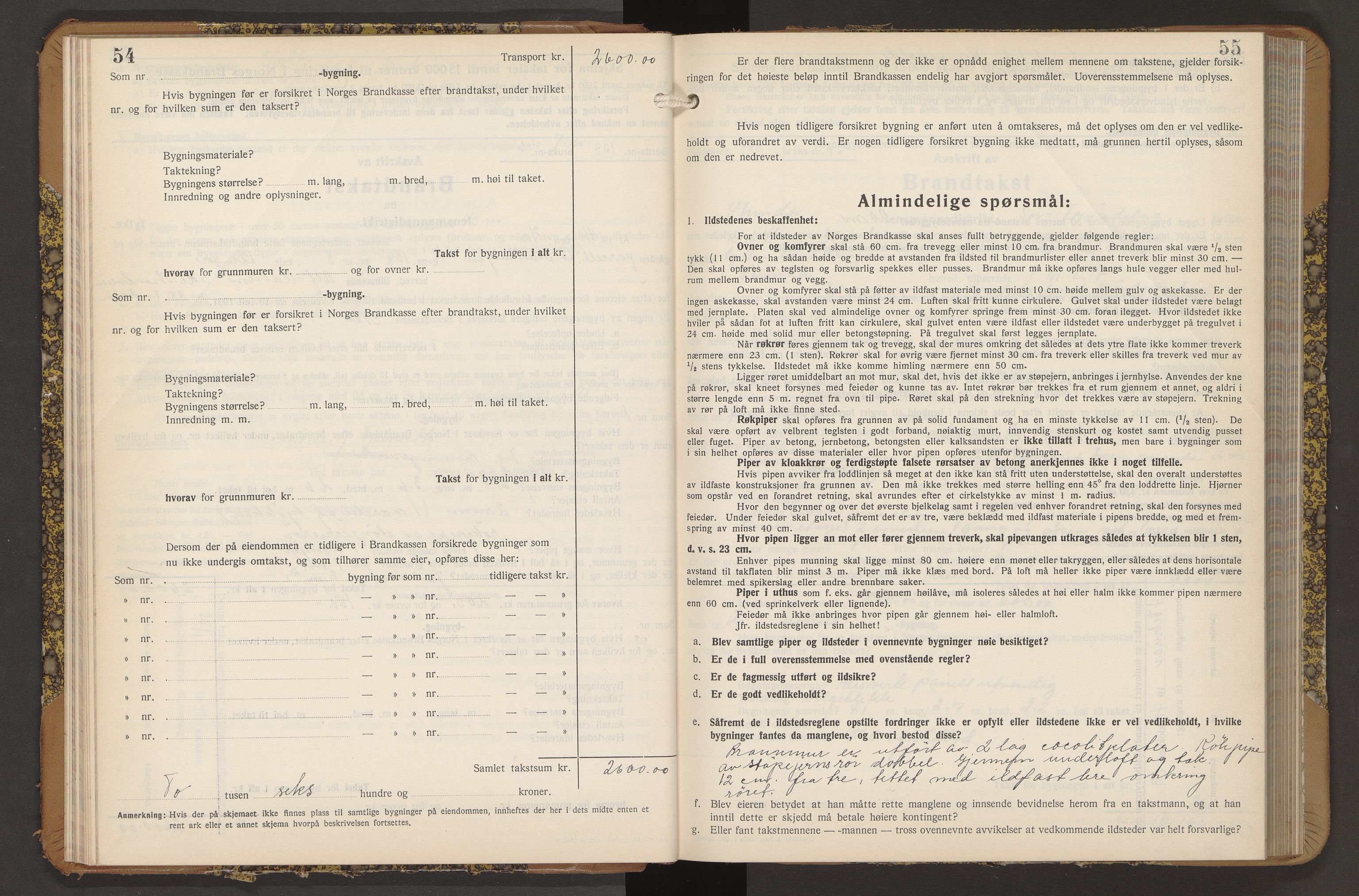 Norges Brannkasse Strinda, AV/SAT-A-5516/Fb/L0009: Branntakstprotokoll, 1940-1946, s. 54-55