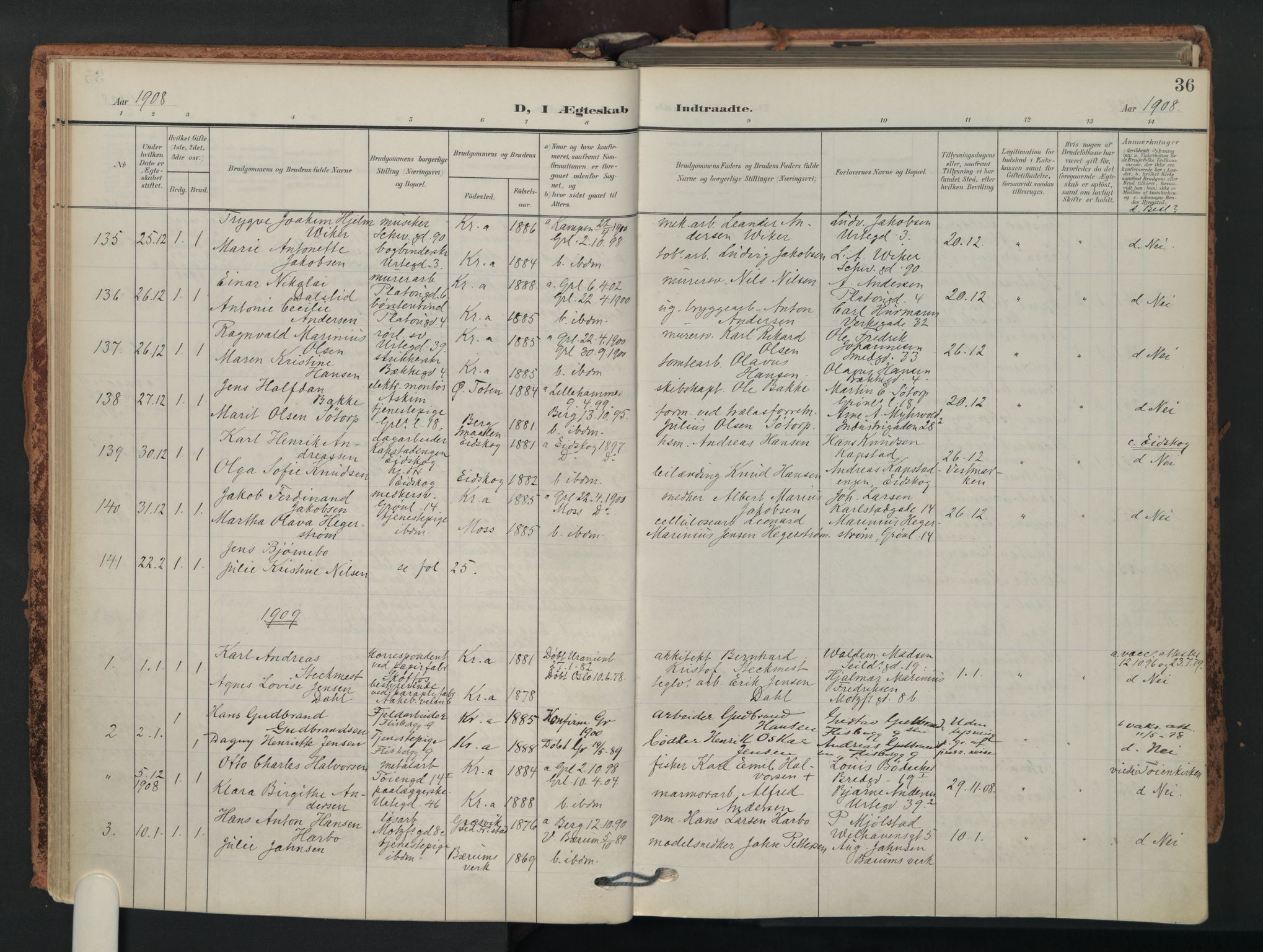 Grønland prestekontor Kirkebøker, AV/SAO-A-10848/F/Fa/L0017: Ministerialbok nr. 17, 1906-1934, s. 36