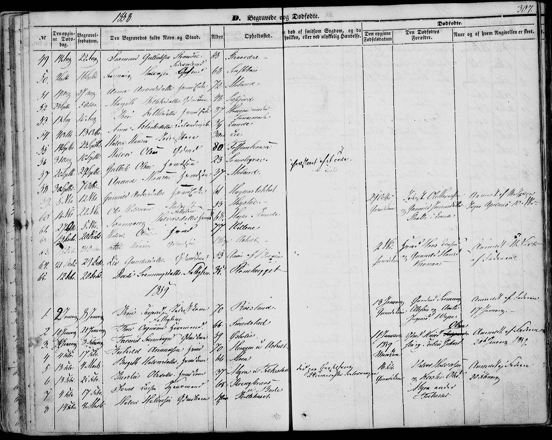 Bø kirkebøker, AV/SAKO-A-257/F/Fa/L0008: Ministerialbok nr. 8, 1849-1861, s. 307