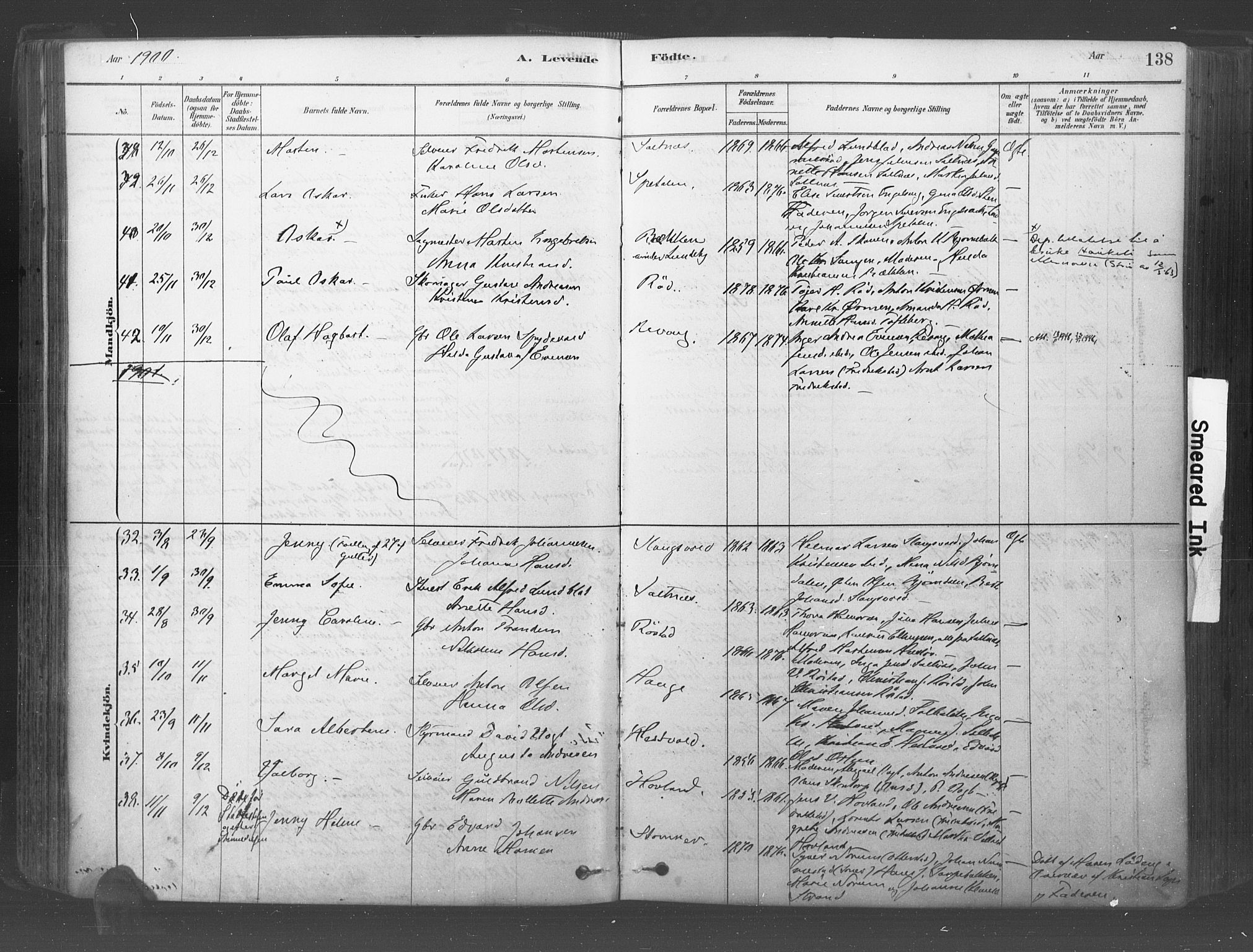 Råde prestekontor kirkebøker, AV/SAO-A-2009/F/Fa/L0007: Ministerialbok nr. 7, 1878-1902, s. 138