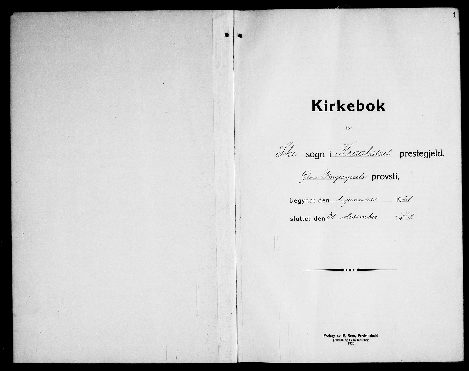 Kråkstad prestekontor Kirkebøker, SAO/A-10125a/G/Gb/L0002: Klokkerbok nr. II 2, 1921-1941, s. 1