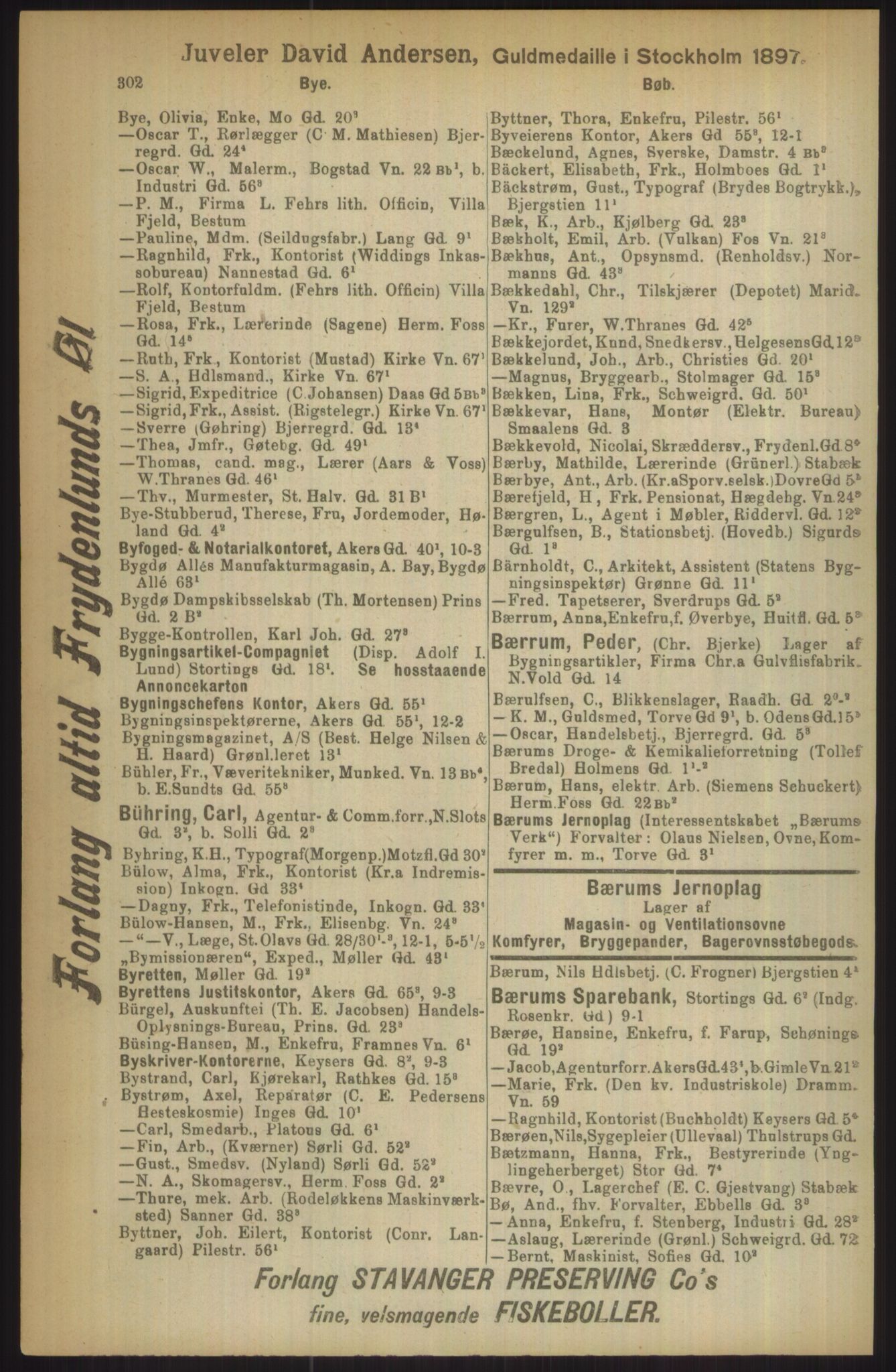 Kristiania/Oslo adressebok, PUBL/-, 1911, s. 302
