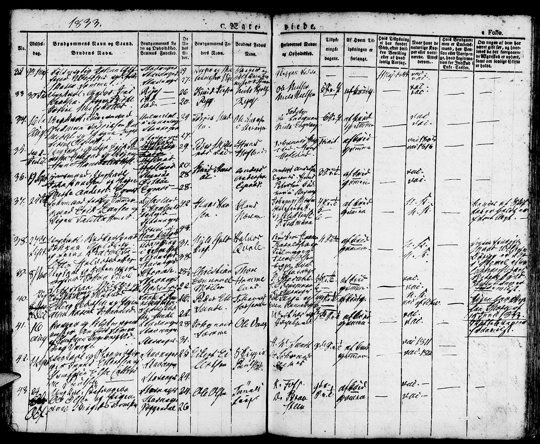 Domkirken sokneprestkontor, SAST/A-101812/001/30/30BA/L0011: Ministerialbok nr. A 11, 1832-1856