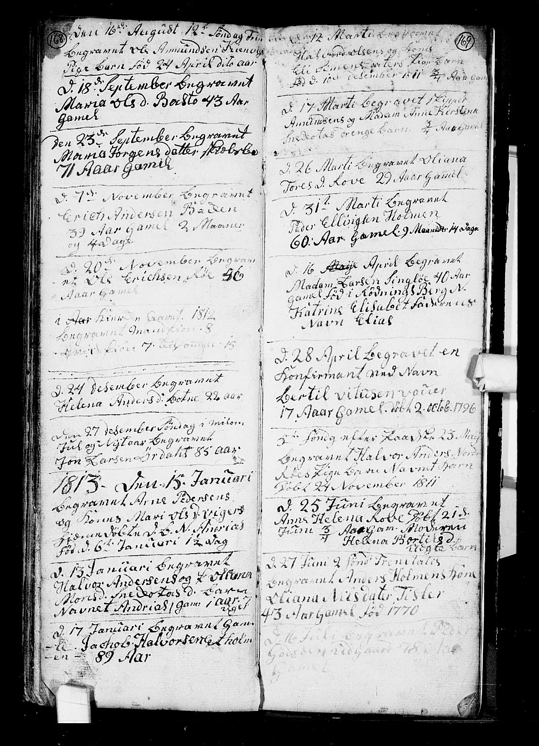 Hvaler prestekontor Kirkebøker, AV/SAO-A-2001/F/Fa/L0002: Ministerialbok nr. I 2, 1749-1816, s. 168-169