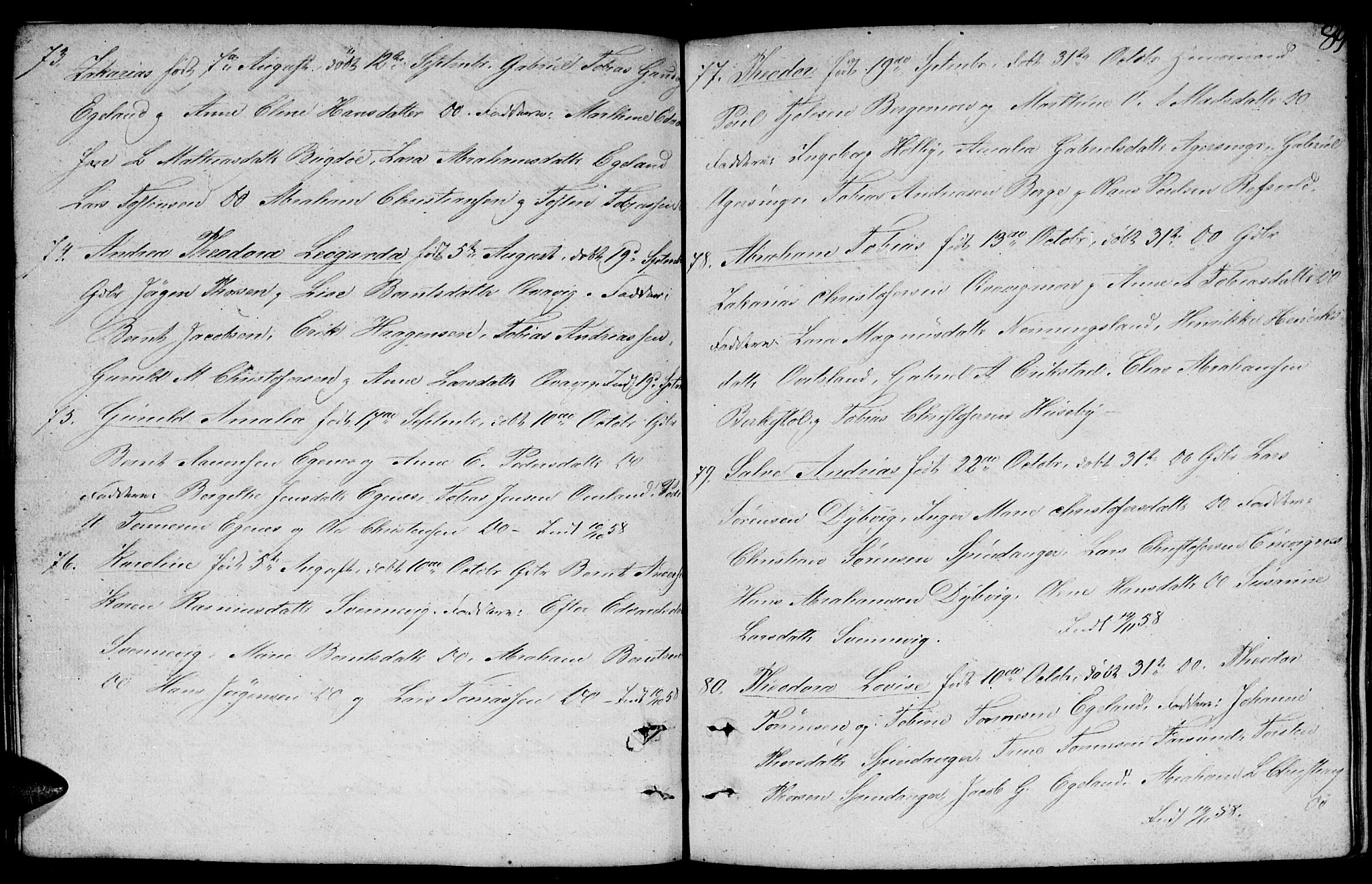 Lyngdal sokneprestkontor, AV/SAK-1111-0029/F/Fb/Fbc/L0002: Klokkerbok nr. B 2, 1849-1864, s. 89
