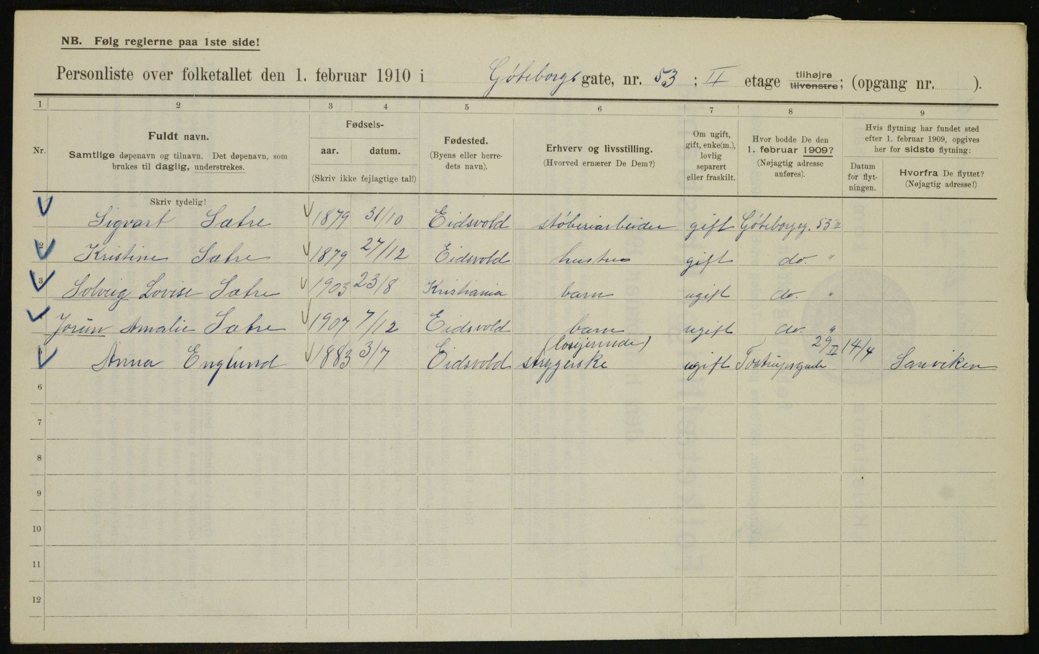 OBA, Kommunal folketelling 1.2.1910 for Kristiania, 1910, s. 31901