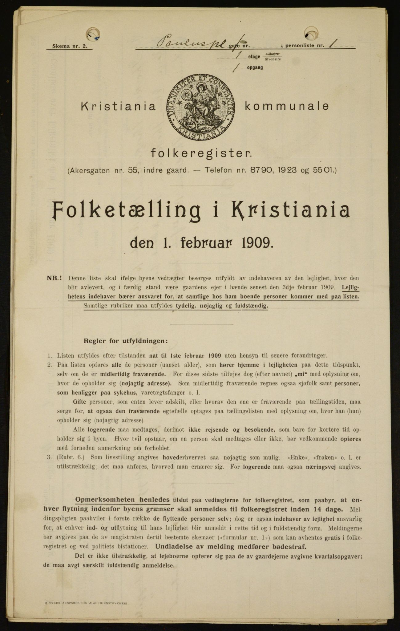 OBA, Kommunal folketelling 1.2.1909 for Kristiania kjøpstad, 1909, s. 71114
