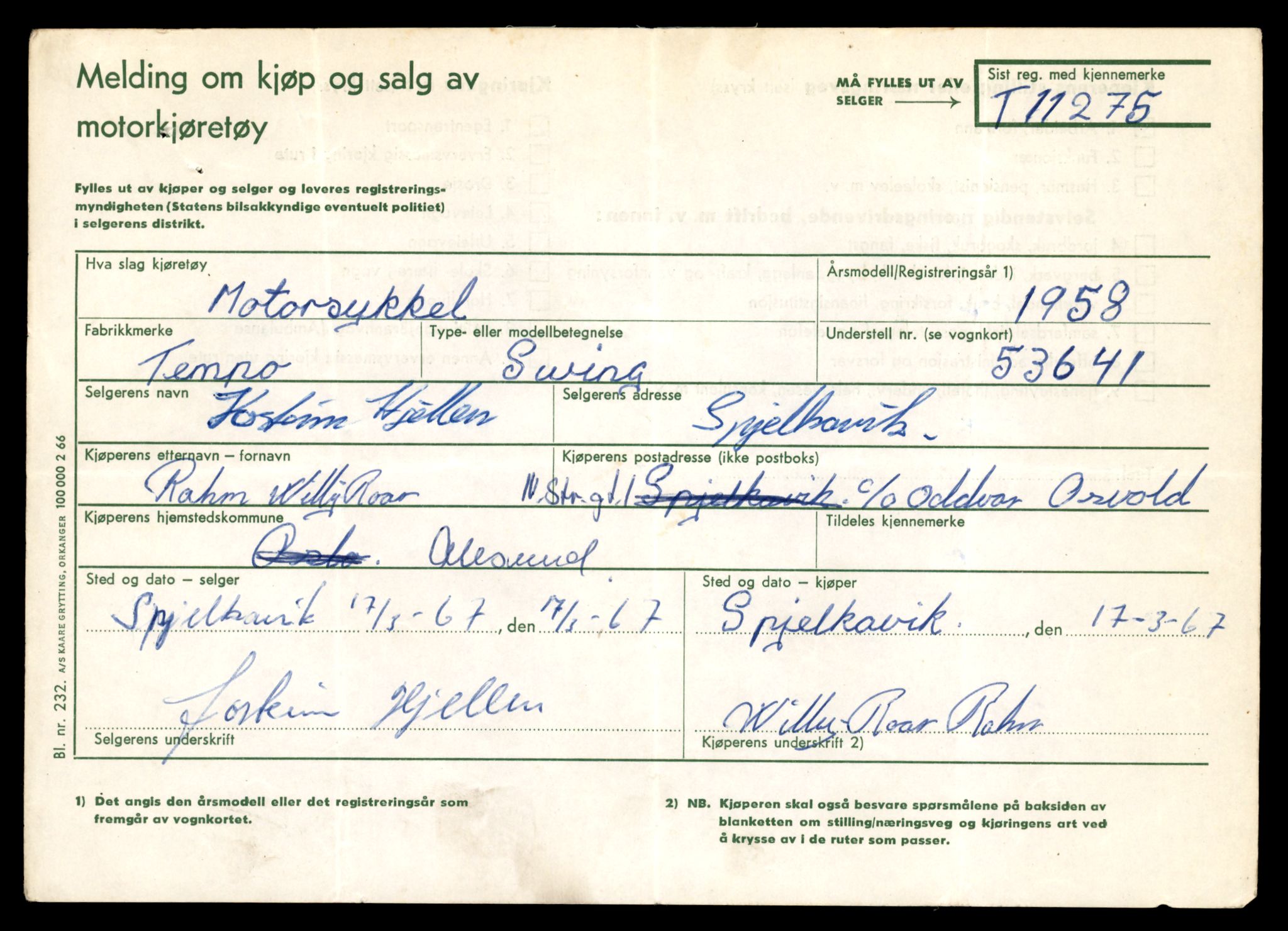 Møre og Romsdal vegkontor - Ålesund trafikkstasjon, AV/SAT-A-4099/F/Fe/L0027: Registreringskort for kjøretøy T 11161 - T 11289, 1927-1998, s. 3001