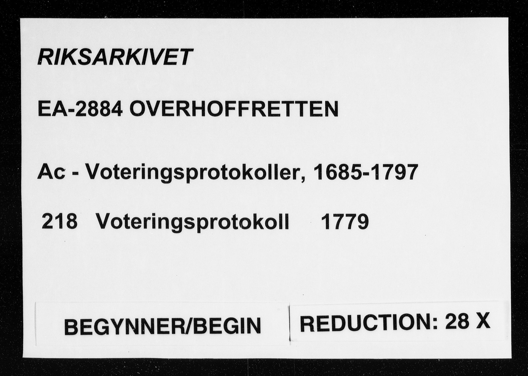 Overhoffretten 1667-1797, RA/EA-2884/Ac/L0218: Voteringsprotokoll, 1779