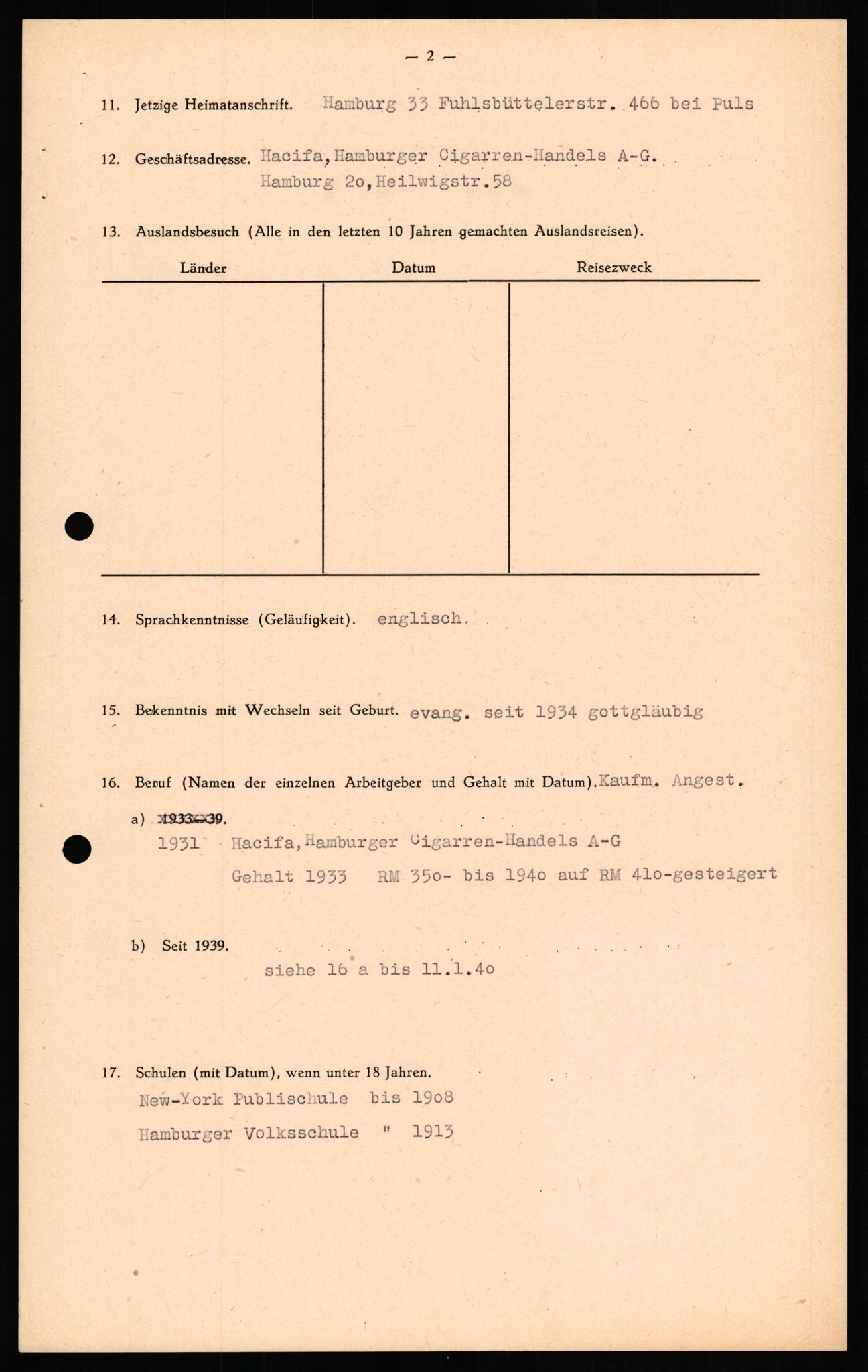 Forsvaret, Forsvarets overkommando II, AV/RA-RAFA-3915/D/Db/L0016: CI Questionaires. Tyske okkupasjonsstyrker i Norge. Tyskere., 1945-1946, s. 666