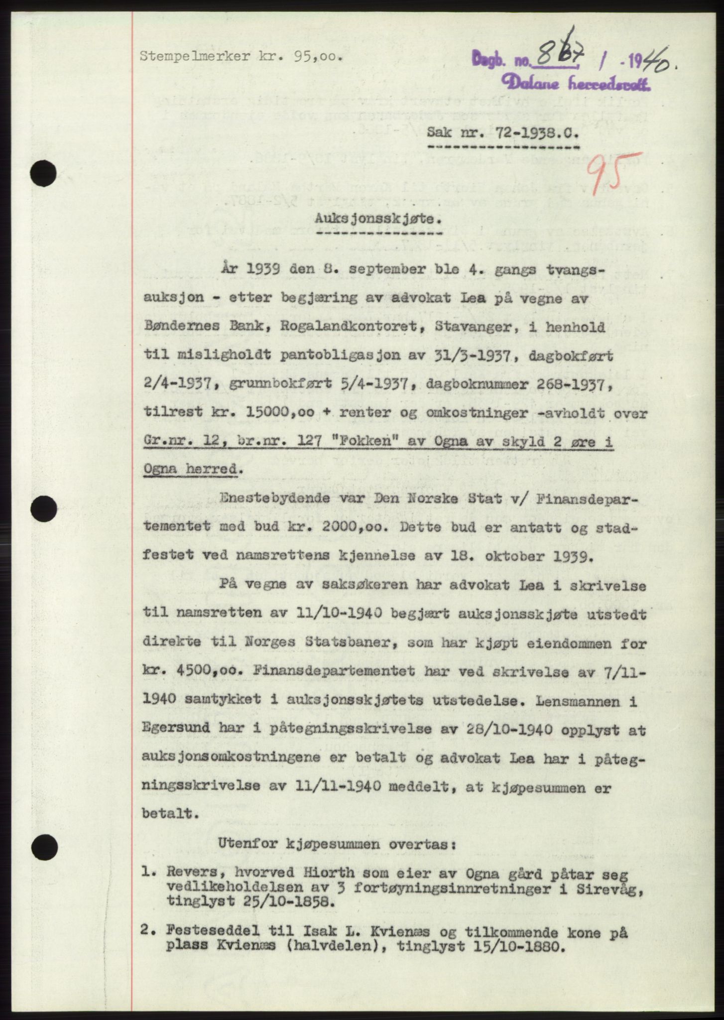 Dalane sorenskriveri, SAST/A-100309/02/G/Gb/L0058: Pantebok, 1926-1950, Tingl.dato: 14.11.1940