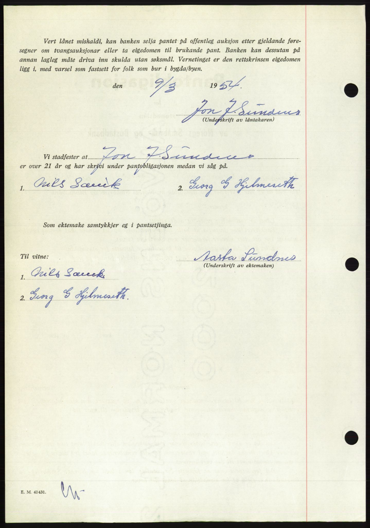 Søre Sunnmøre sorenskriveri, AV/SAT-A-4122/1/2/2C/L0124: Pantebok nr. 12B, 1953-1954, Dagboknr: 719/1954