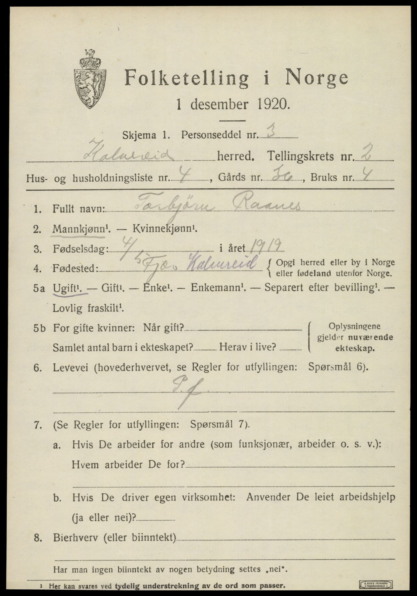 SAT, Folketelling 1920 for 1752 Kolvereid herred, 1920, s. 1535