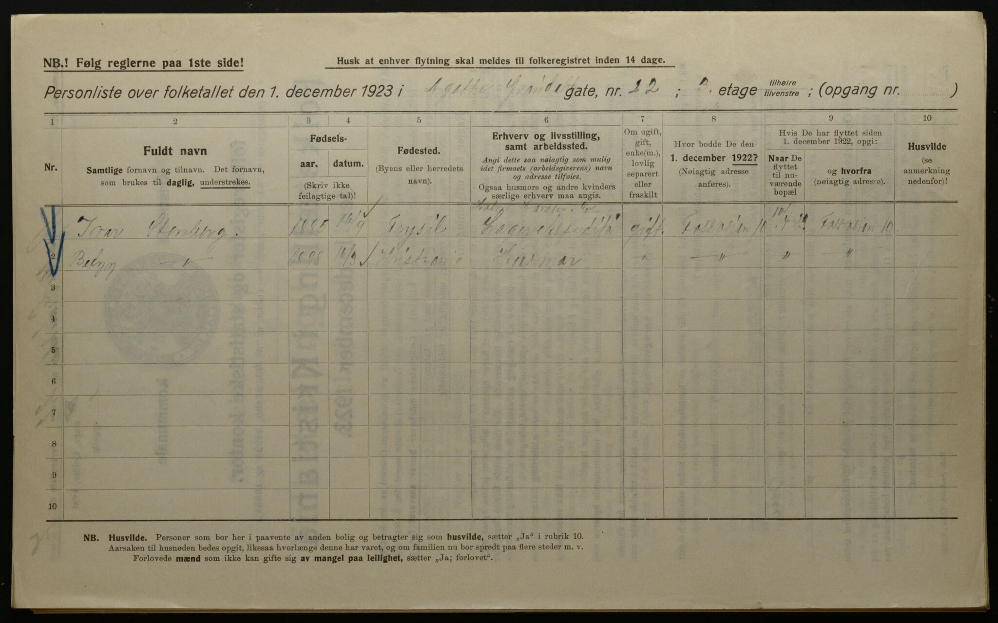 OBA, Kommunal folketelling 1.12.1923 for Kristiania, 1923, s. 348