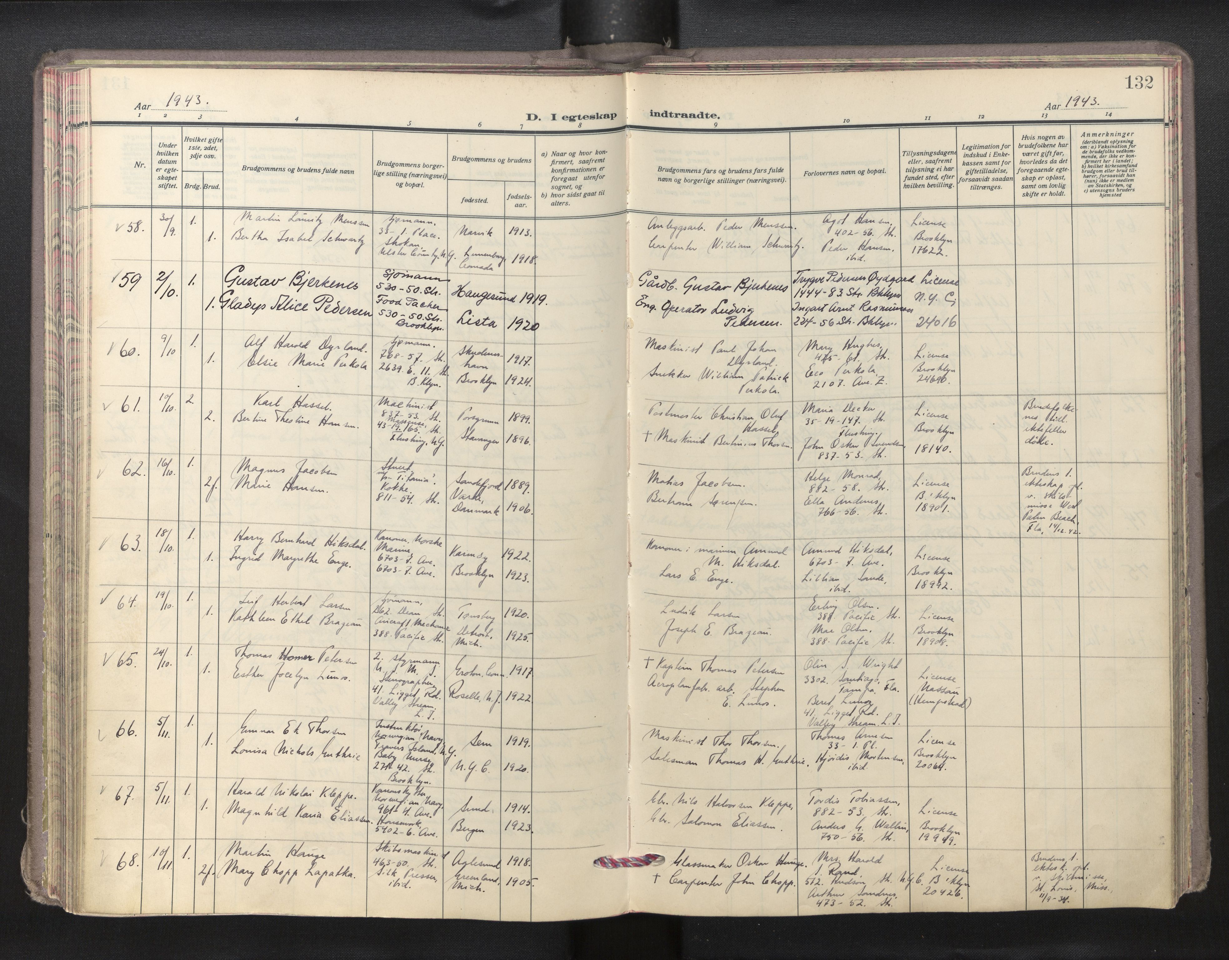 Den norske sjømannsmisjon i utlandet/New York, AV/SAB-SAB/PA-0110/H/Ha/L0009: Ministerialbok nr. A 9, 1935-1945, s. 131b-132a