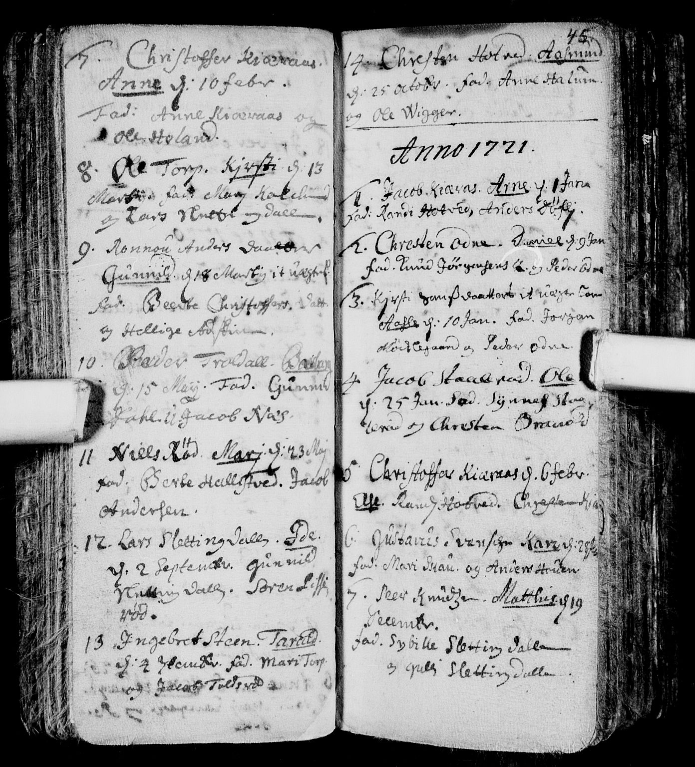 Andebu kirkebøker, AV/SAKO-A-336/F/Fa/L0001: Ministerialbok nr. I 1 /1, 1623-1738, s. 45