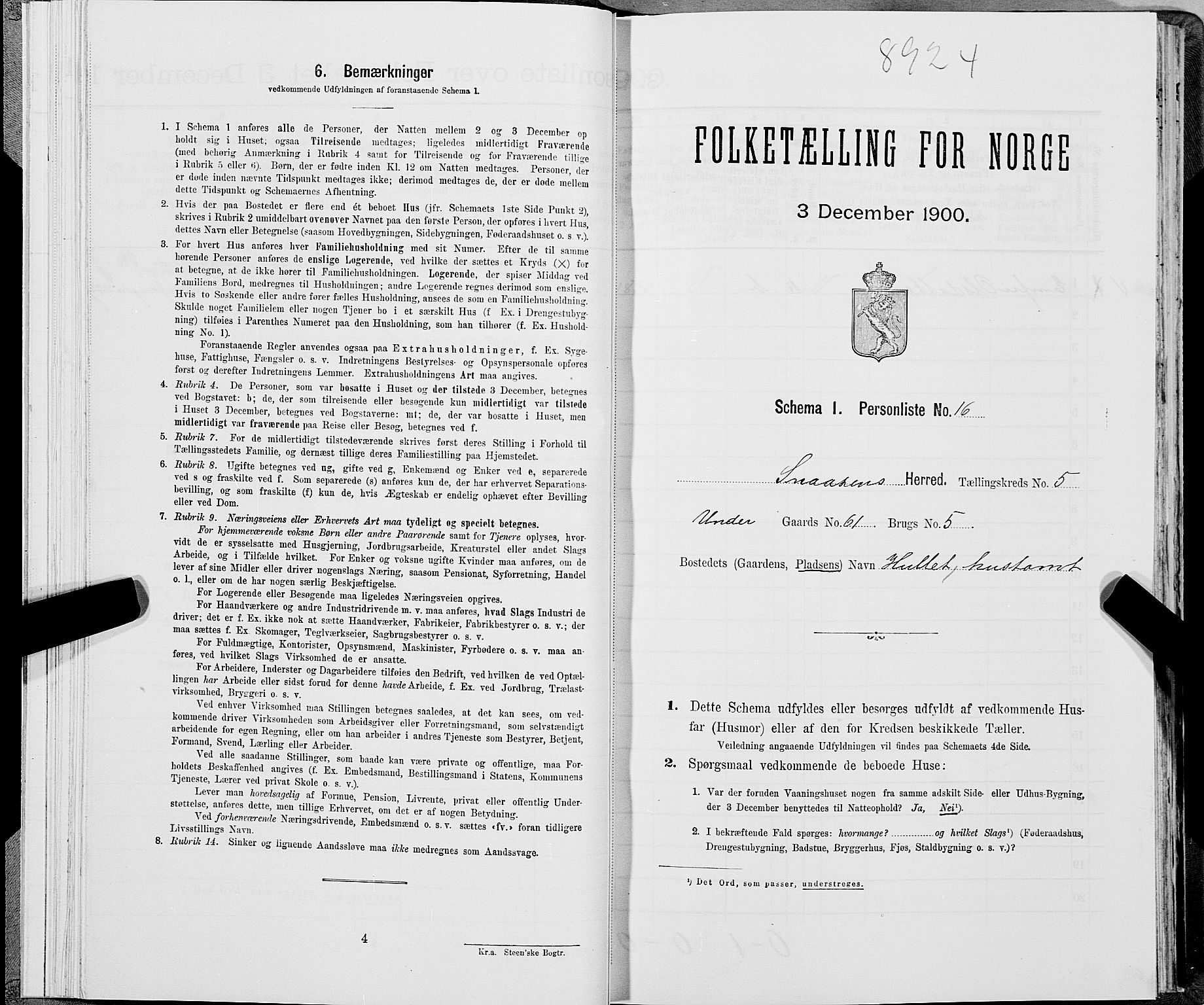 SAT, Folketelling 1900 for 1736 Snåsa herred, 1900, s. 1172