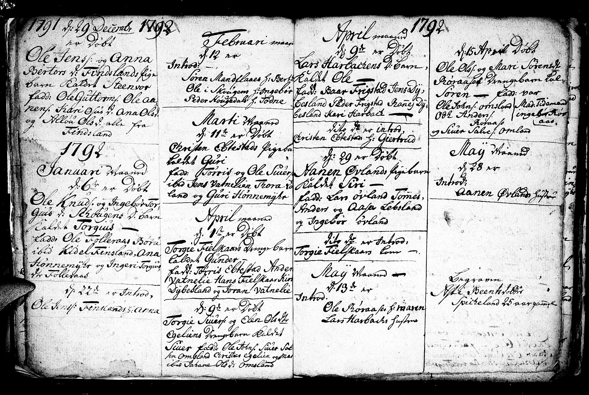 Bjelland sokneprestkontor, SAK/1111-0005/F/Fb/Fbb/L0002: Klokkerbok nr. B 2, 1790-1826, s. 4