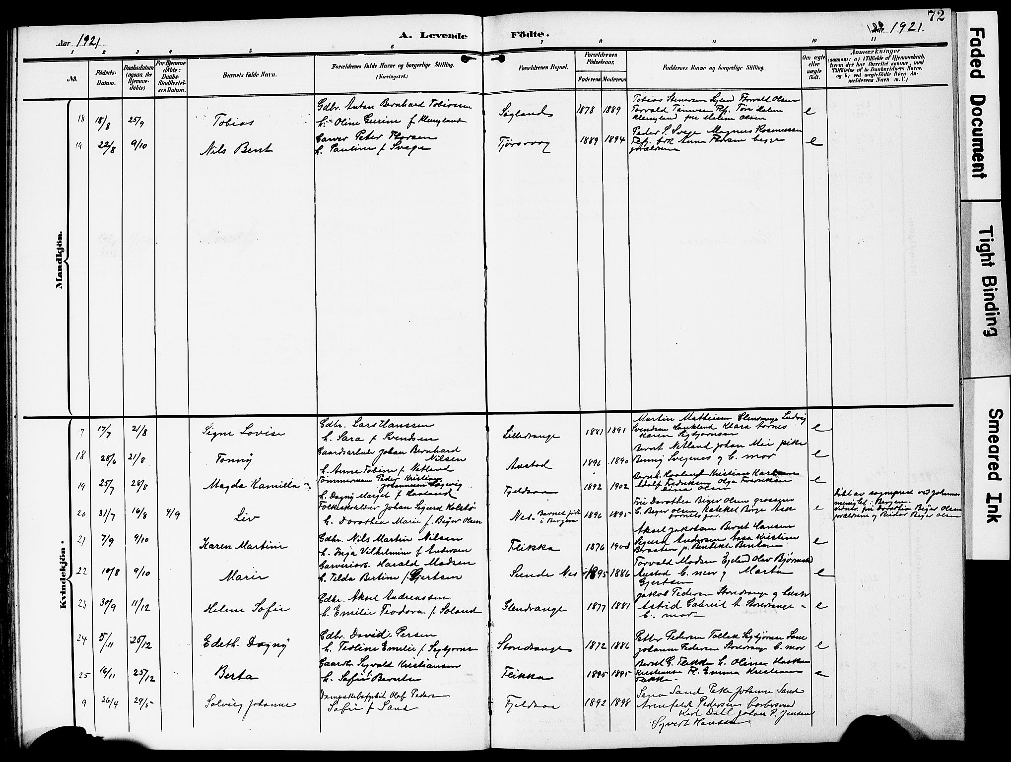 Flekkefjord sokneprestkontor, AV/SAK-1111-0012/F/Fb/Fbc/L0008: Klokkerbok nr. B 8, 1903-1931, s. 72