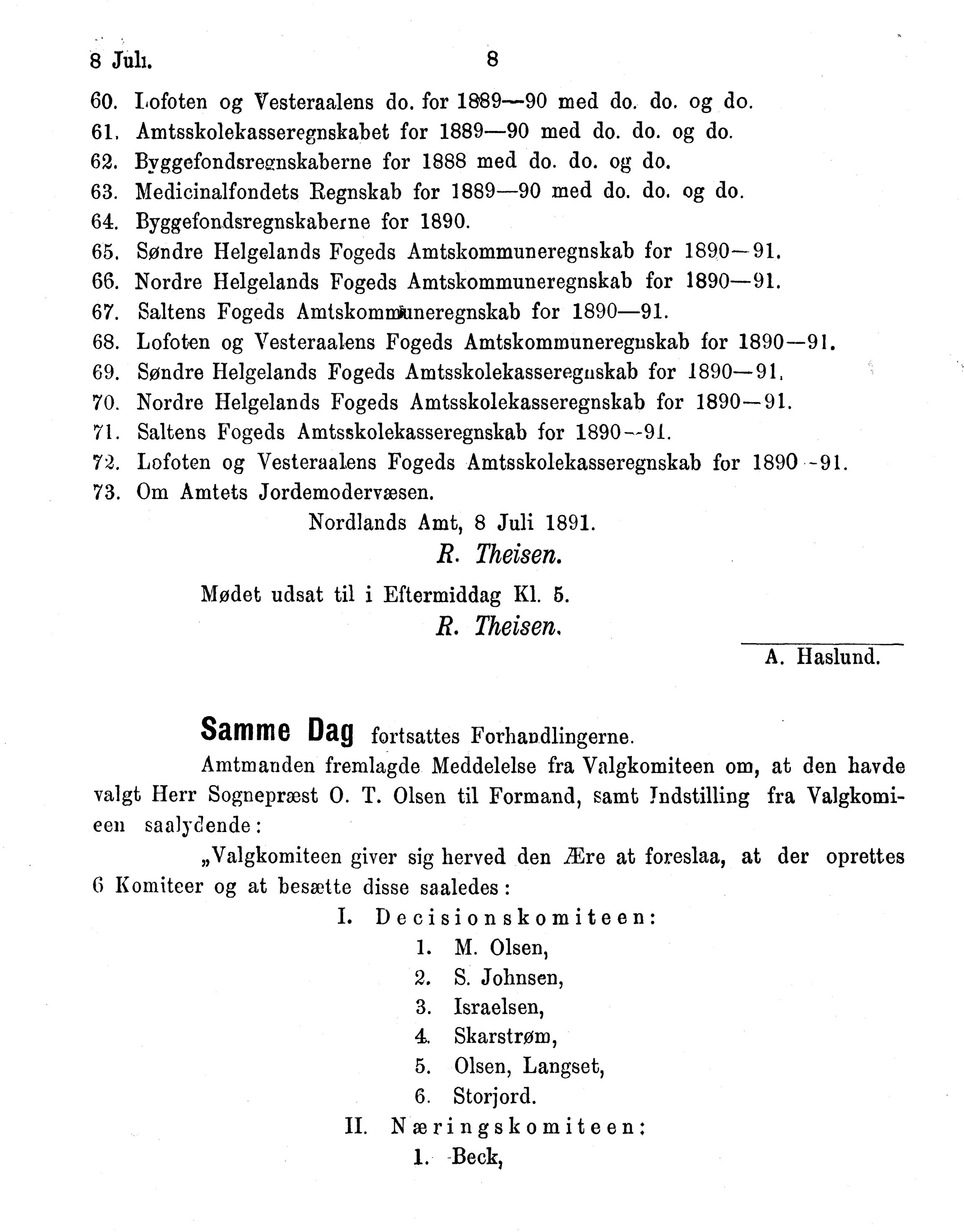 Nordland Fylkeskommune. Fylkestinget, AIN/NFK-17/176/A/Ac/L0016: Fylkestingsforhandlinger 1891-1893, 1891-1893