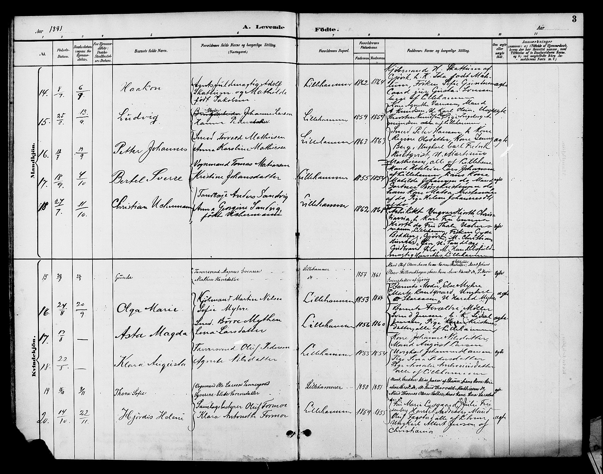 Fåberg prestekontor, AV/SAH-PREST-086/H/Ha/Hab/L0008: Klokkerbok nr. 8, 1891-1900, s. 3