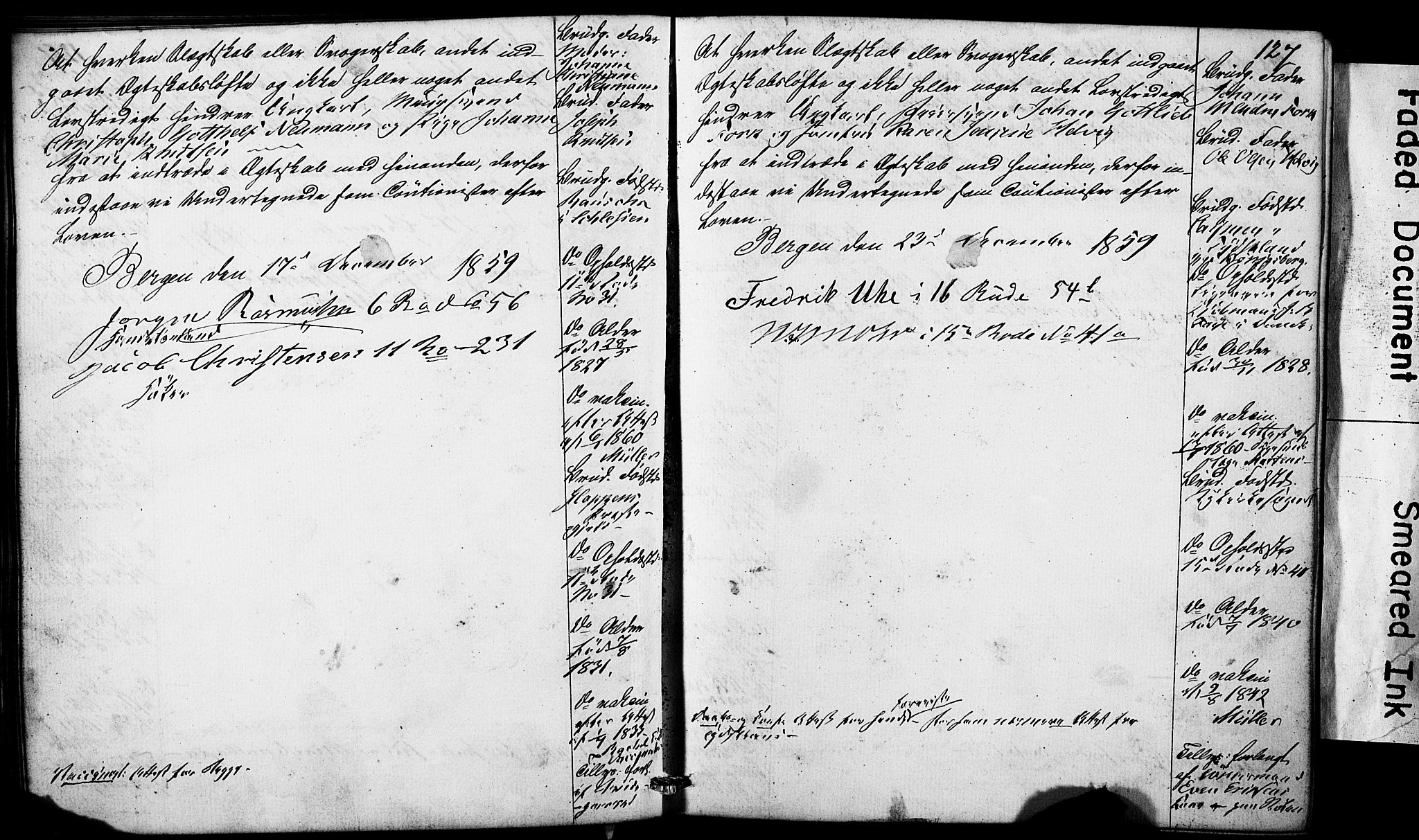 Domkirken sokneprestembete, SAB/A-74801: Forlovererklæringer nr. II.5.5, 1857-1863, s. 127