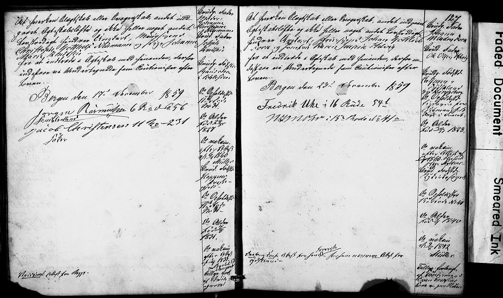 Domkirken sokneprestembete, AV/SAB-A-74801: Forlovererklæringer nr. II.5.5, 1857-1863, s. 127