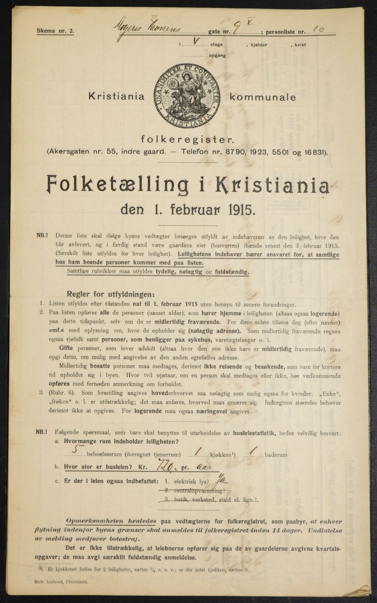 OBA, Kommunal folketelling 1.2.1915 for Kristiania, 1915, s. 65017