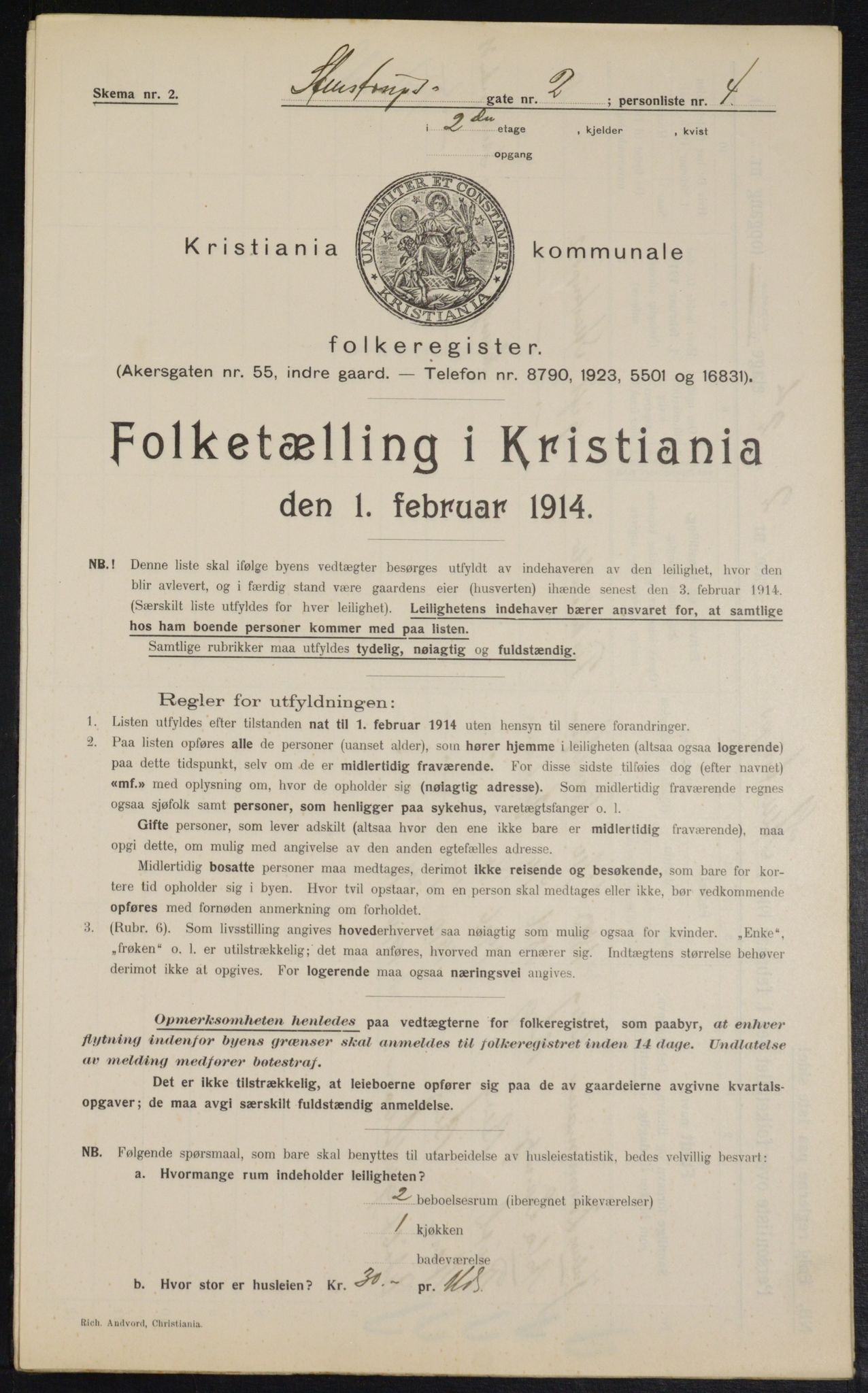 OBA, Kommunal folketelling 1.2.1914 for Kristiania, 1914, s. 100819