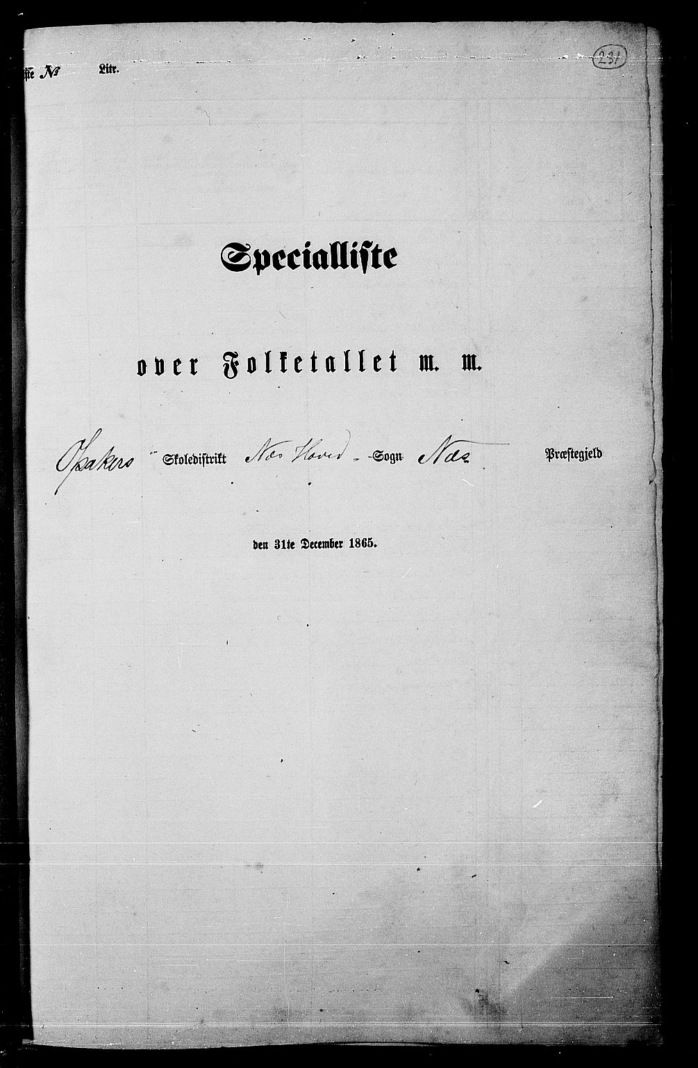 RA, Folketelling 1865 for 0236P Nes prestegjeld, 1865, s. 214