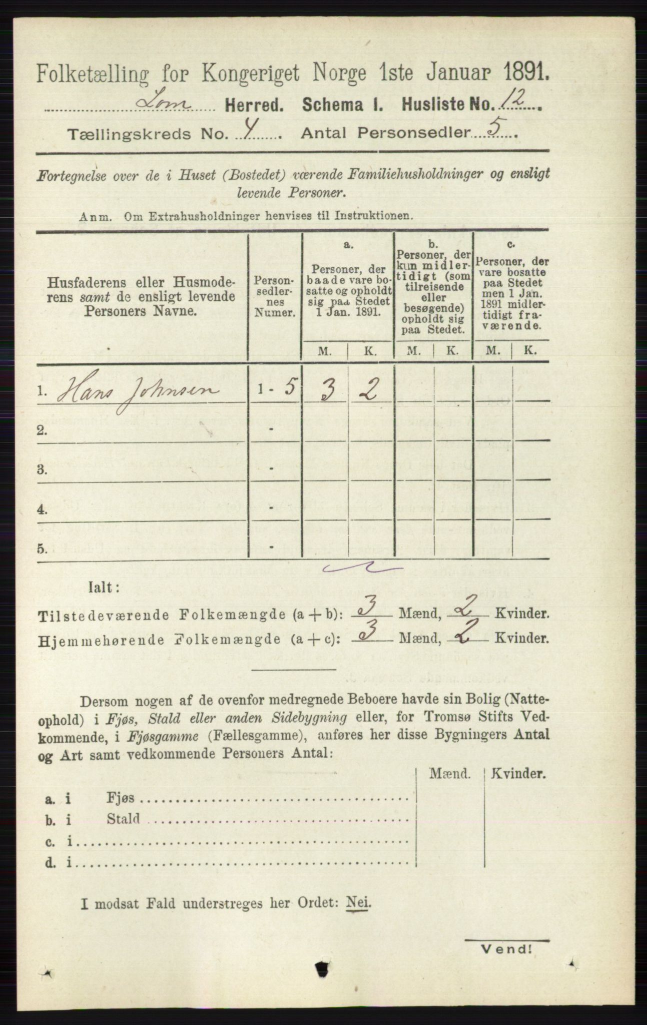 RA, Folketelling 1891 for 0514 Lom herred, 1891, s. 1467