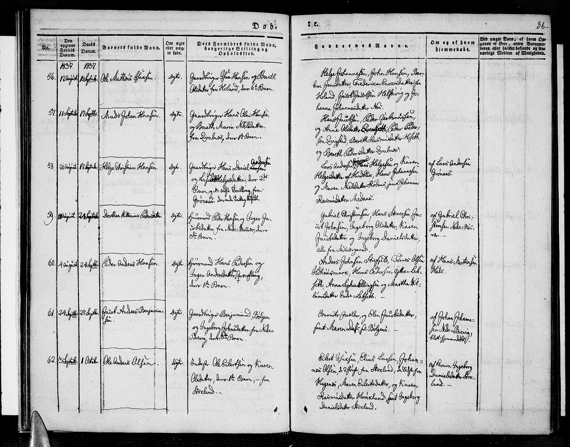 Ministerialprotokoller, klokkerbøker og fødselsregistre - Nordland, AV/SAT-A-1459/852/L0737: Ministerialbok nr. 852A07, 1833-1849, s. 36