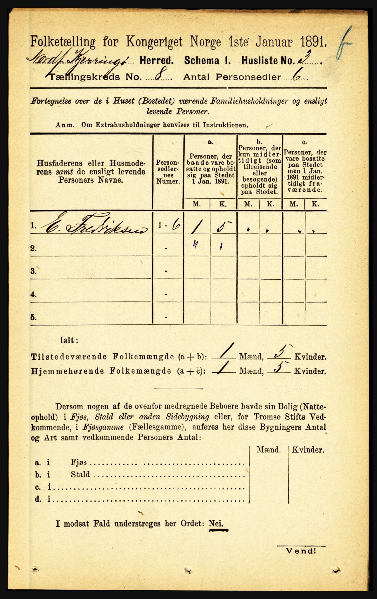 RA, Folketelling 1891 for 1846 Nordfold-Kjerringøy herred, 1891, s. 1918