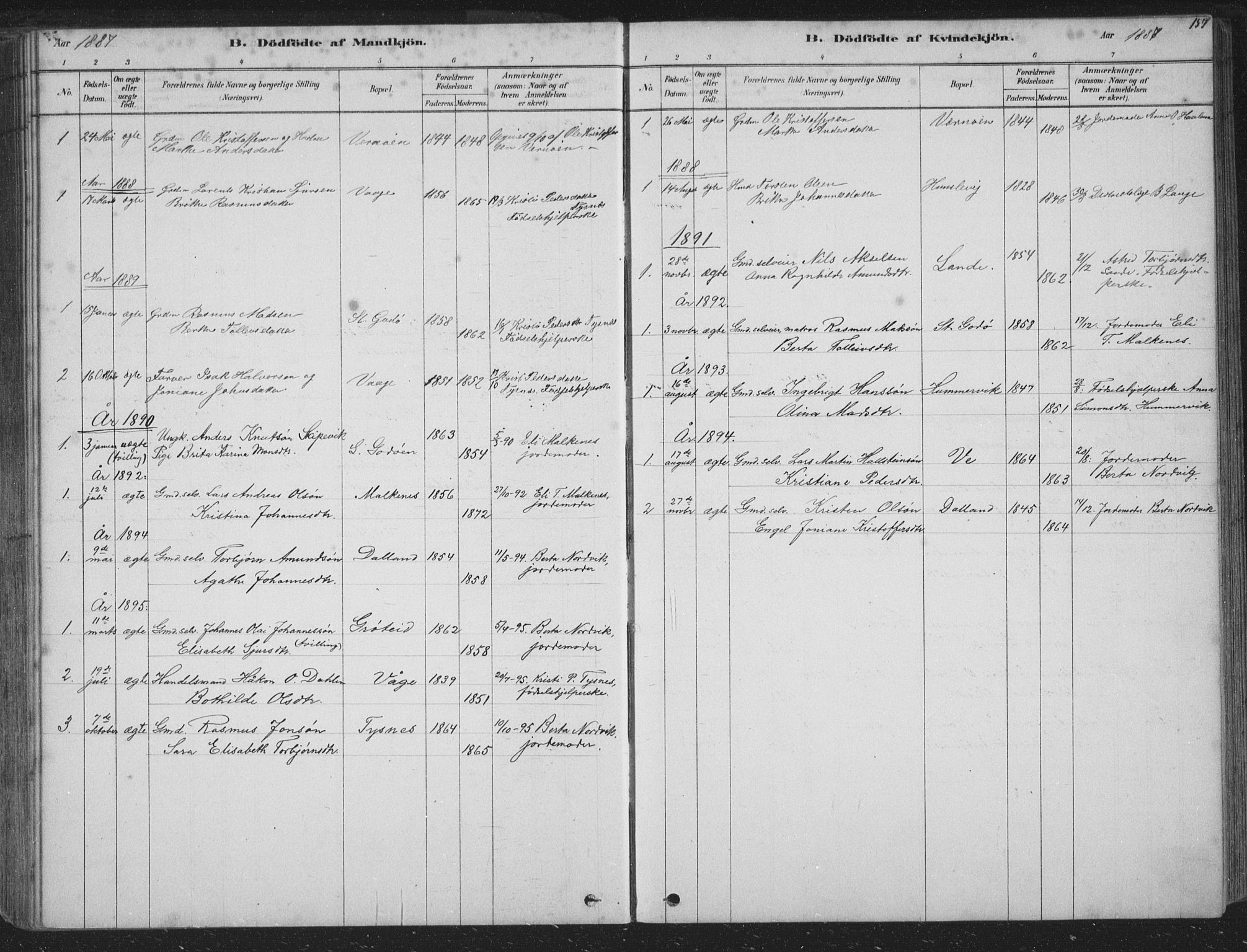 Tysnes sokneprestembete, AV/SAB-A-78601/H/Hab: Klokkerbok nr. B 2, 1878-1918, s. 157