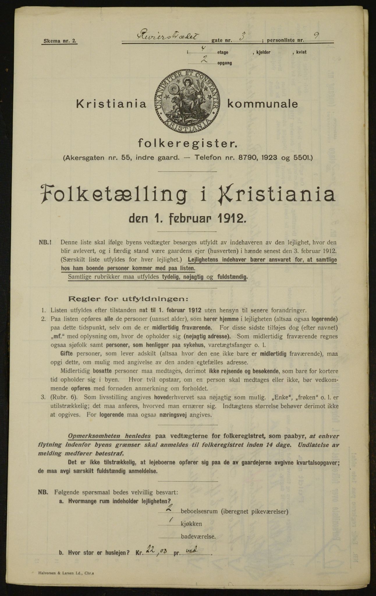 OBA, Kommunal folketelling 1.2.1912 for Kristiania, 1912, s. 83058