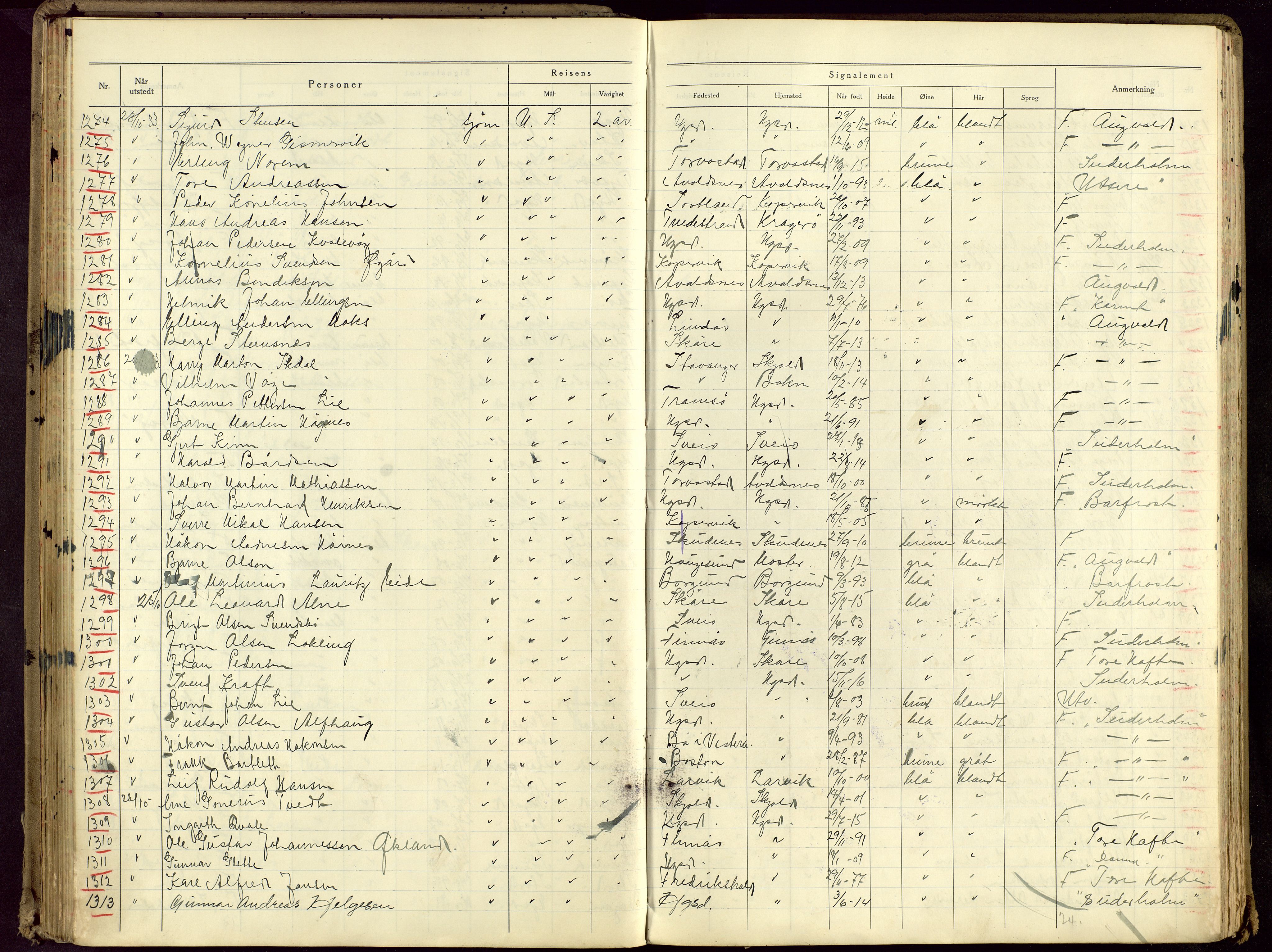 Haugesund politikammer, AV/SAST-A-100440/K/L0005: Passprotokoll 23/12-34-24/12-36, 1934-1936, s. 67