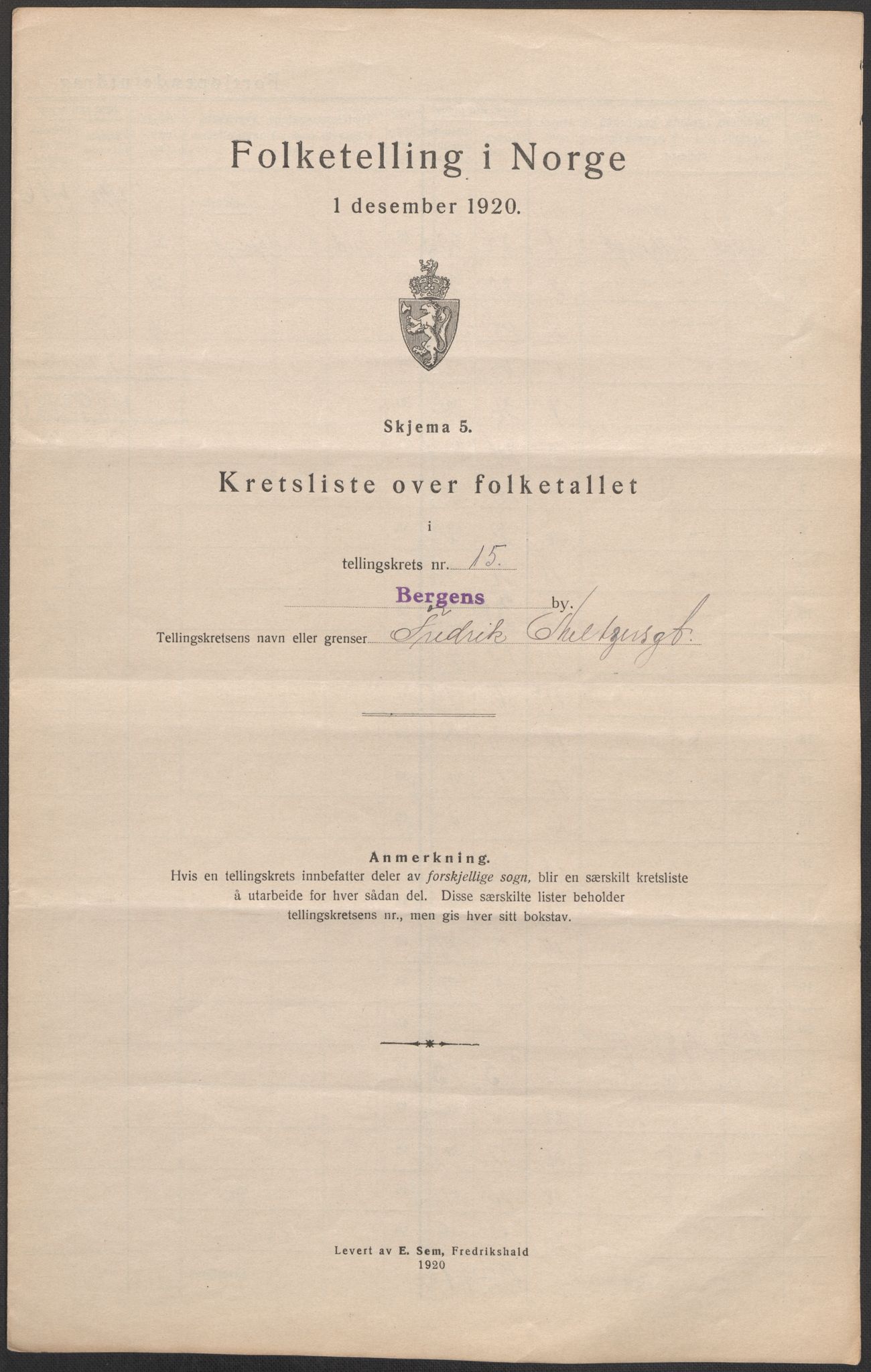 SAB, Folketelling 1920 for 1301 Bergen kjøpstad, 1920, s. 55