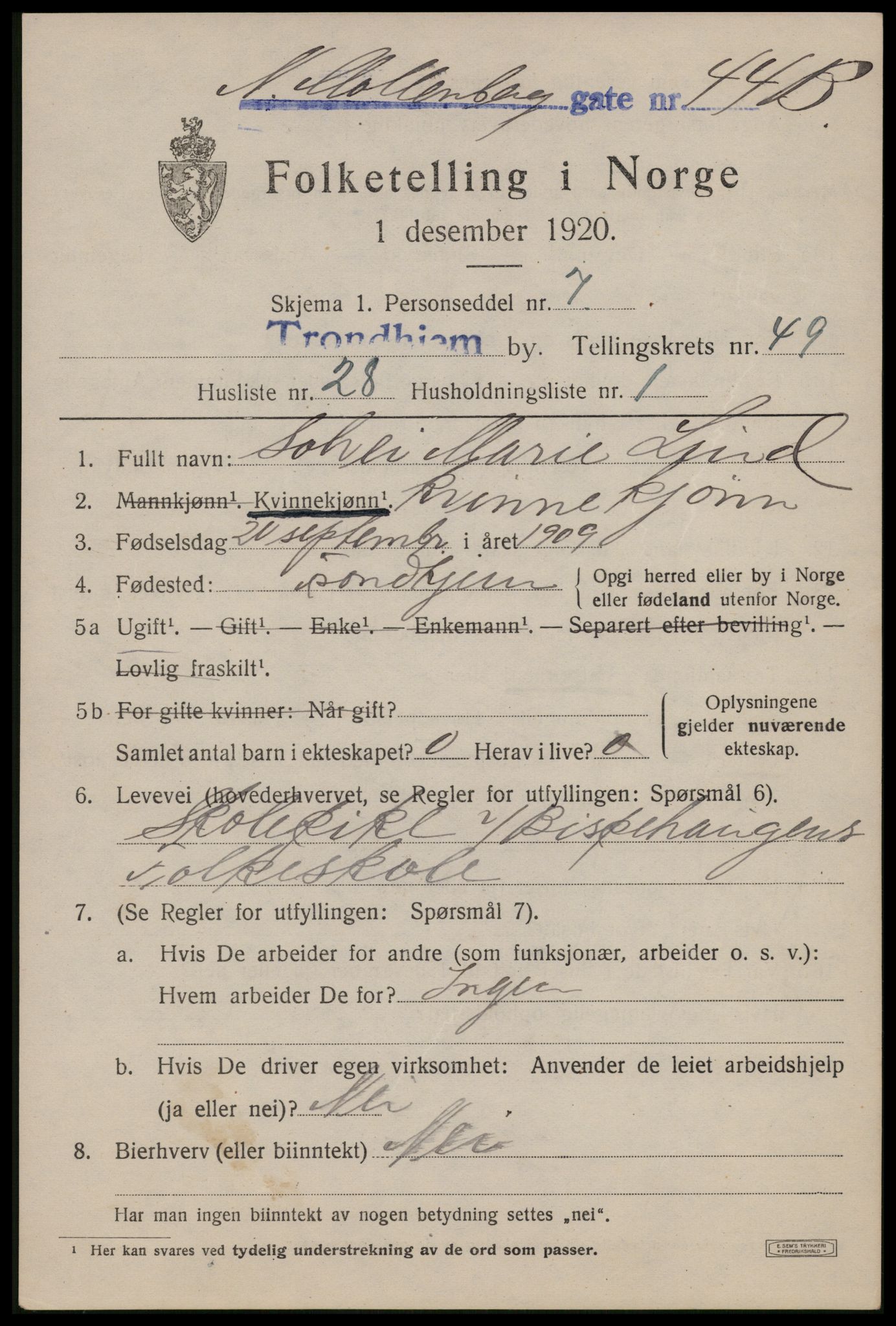 SAT, Folketelling 1920 for 1601 Trondheim kjøpstad, 1920, s. 100810