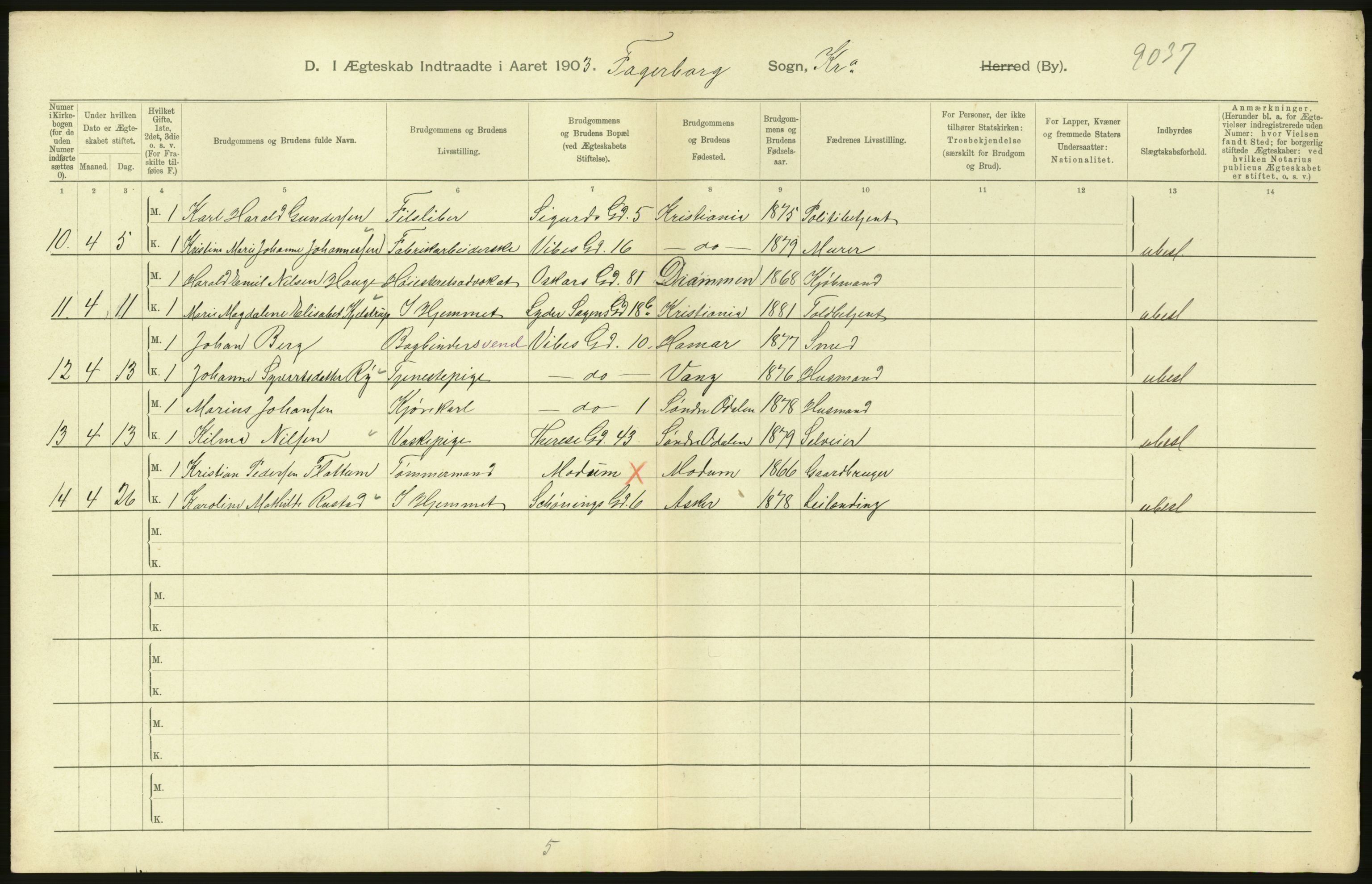 Statistisk sentralbyrå, Sosiodemografiske emner, Befolkning, AV/RA-S-2228/D/Df/Dfa/Dfaa/L0004: Kristiania: Gifte, døde, 1903, s. 728