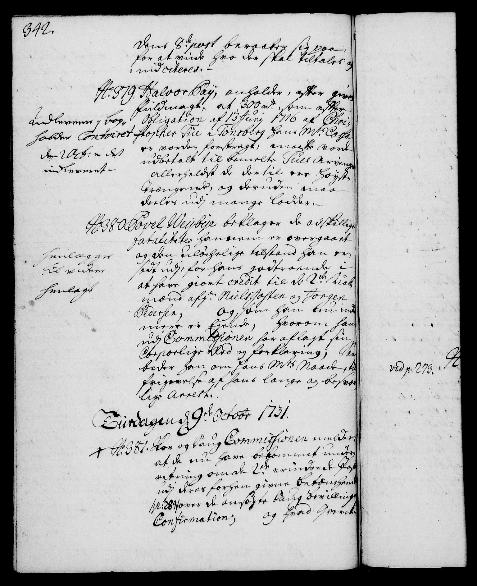 Rentekammeret, Kammerkanselliet, AV/RA-EA-3111/G/Gh/Gha/L0013: Norsk ekstraktmemorialprotokoll (merket RK 53.58), 1731, s. 342
