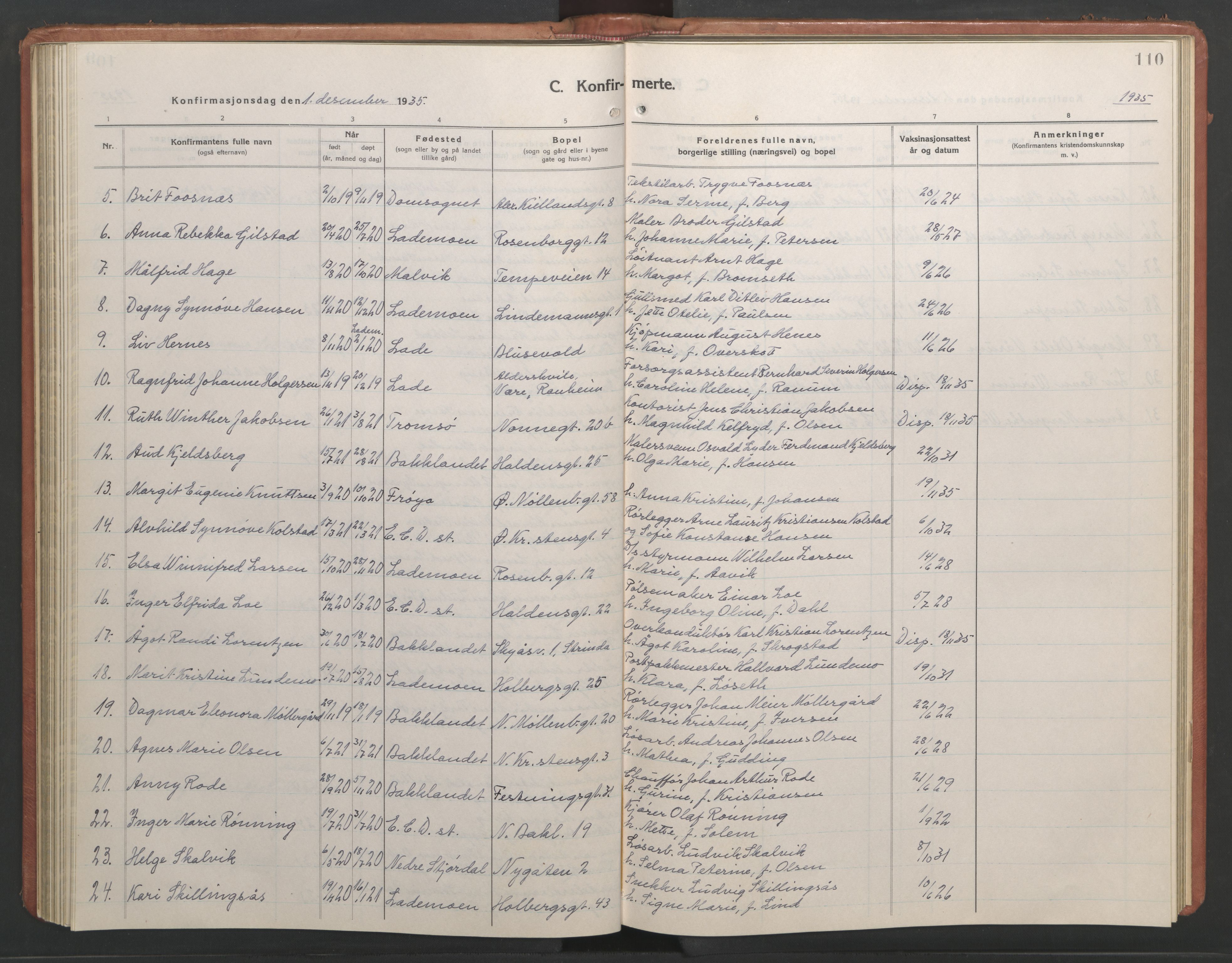 Ministerialprotokoller, klokkerbøker og fødselsregistre - Sør-Trøndelag, AV/SAT-A-1456/604/L0228: Klokkerbok nr. 604C11, 1928-1950, s. 110