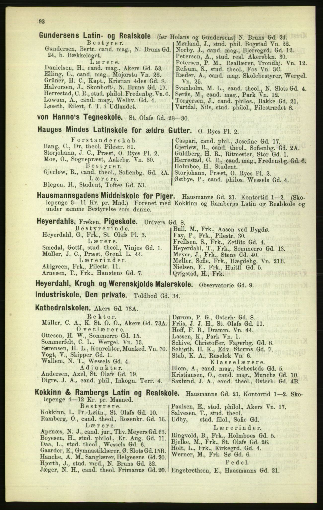 Kristiania/Oslo adressebok, PUBL/-, 1886, s. 92