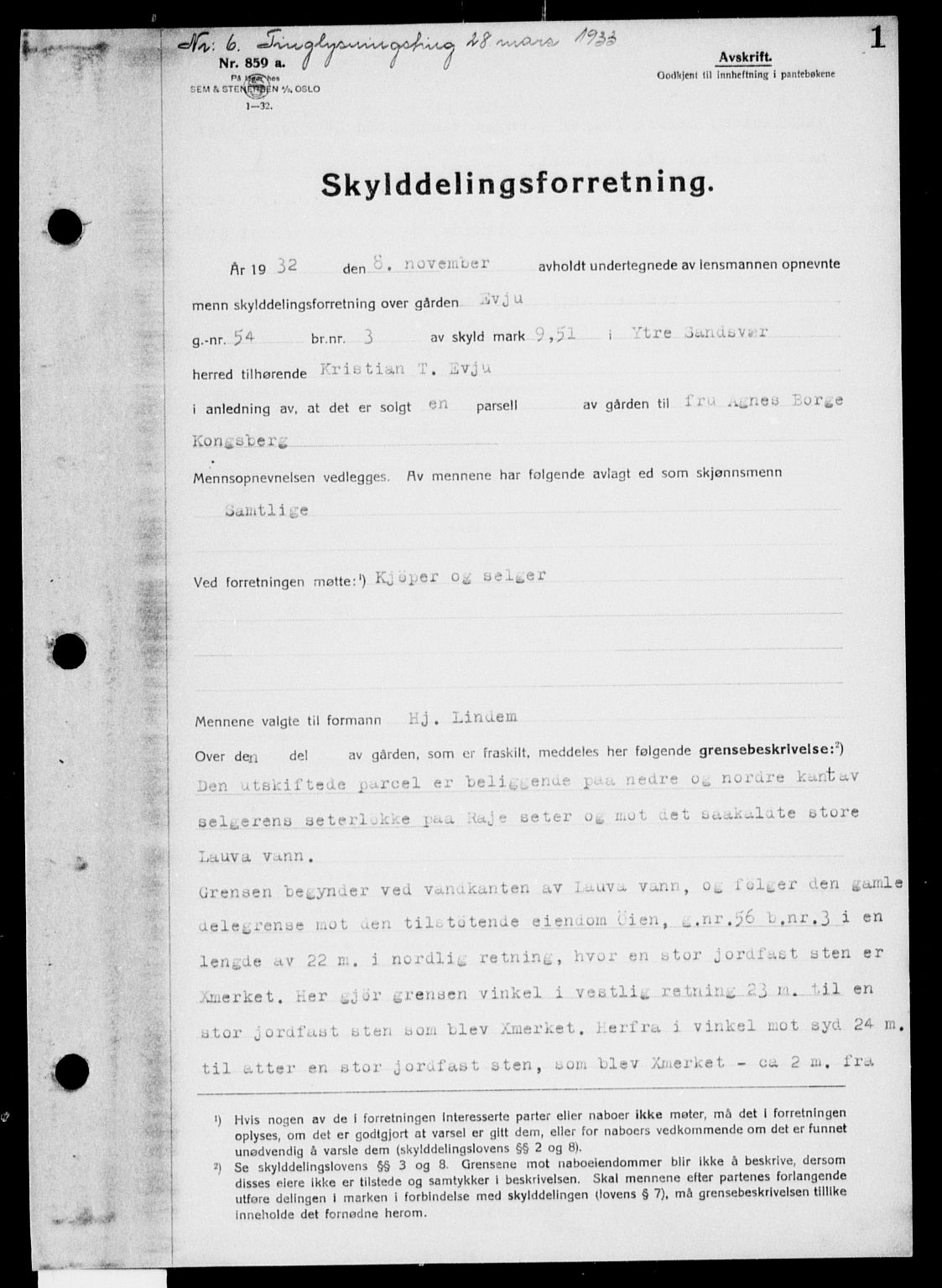 Numedal og Sandsvær sorenskriveri, AV/SAKO-A-128/G/Ga/Gaa/L0046: Pantebok nr. I 46, 1933-1934, s. 1